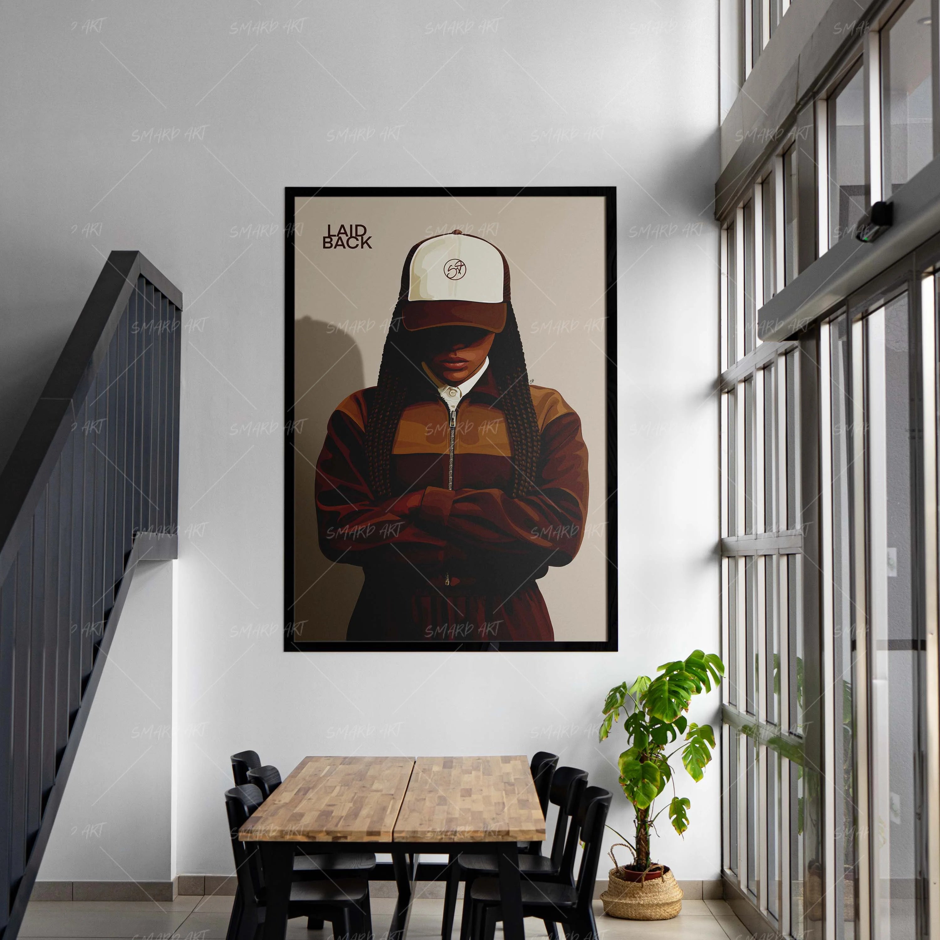 Laid Back-wall art print featuring decorative artistic design suitable for living rooms, offices, and schools by SmardArt. Elevate your space with Black wall art that speaks to culture, identity, and creativity. At Smard, we celebrate artistry made with melanin, bringing powerful and inspiring designs to life.