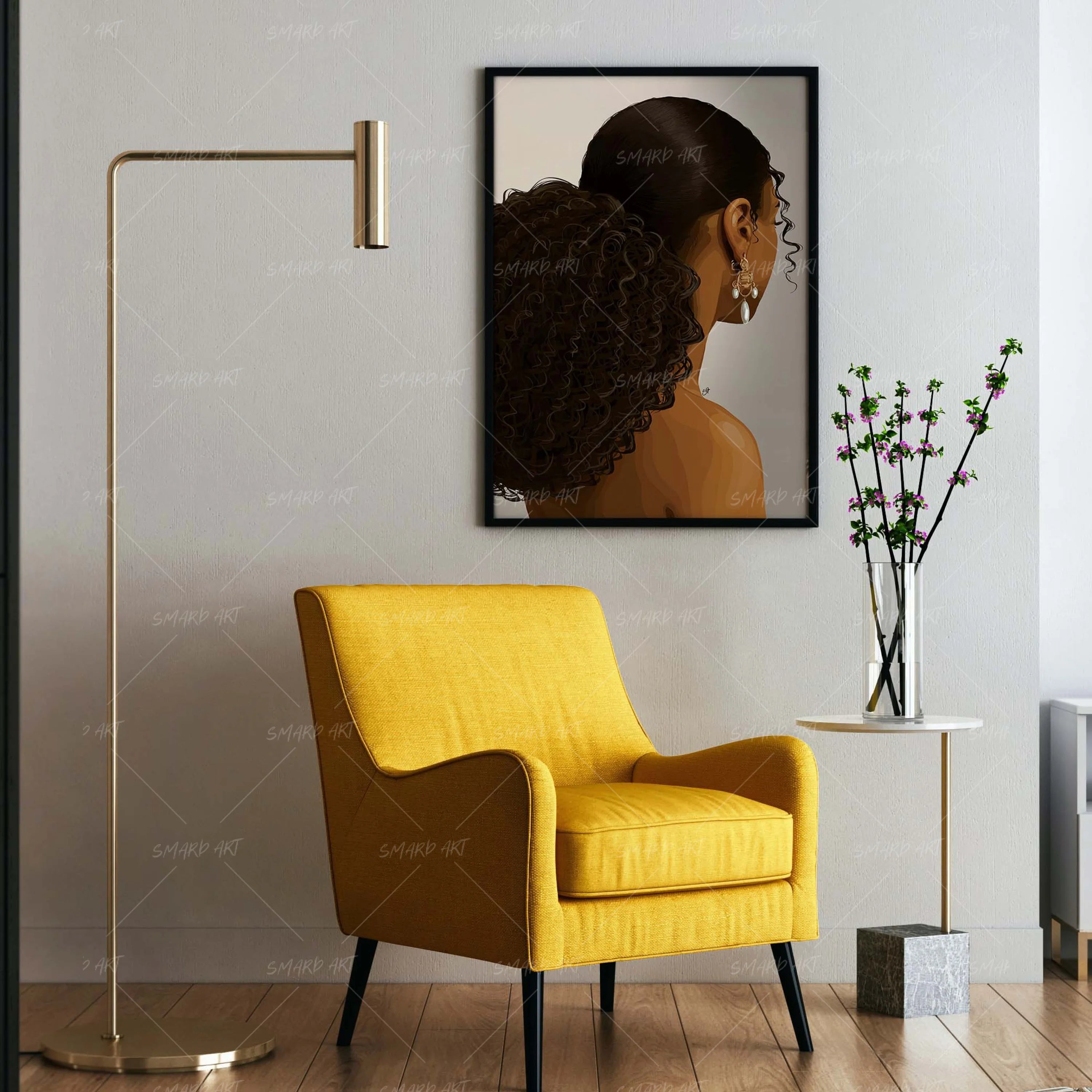 Laid & Lifted-wall art print featuring decorative artistic design suitable for living rooms, offices, and schools by SmardArt. Elevate your space with Black wall art that speaks to culture, identity, and creativity. At Smard, we celebrate artistry made with melanin, bringing powerful and inspiring designs to life.