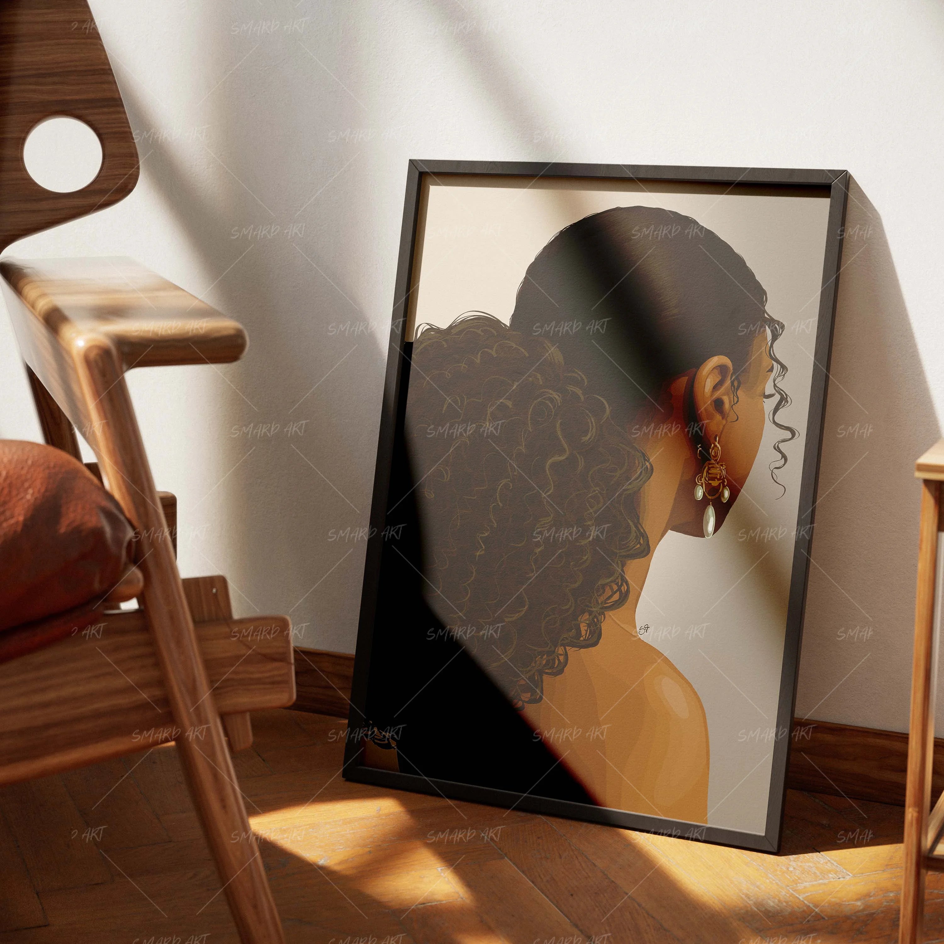 Laid & Lifted-wall art print featuring decorative artistic design suitable for living rooms, offices, and schools by SmardArt. Elevate your space with Black wall art that speaks to culture, identity, and creativity. At Smard, we celebrate artistry made with melanin, bringing powerful and inspiring designs to life.