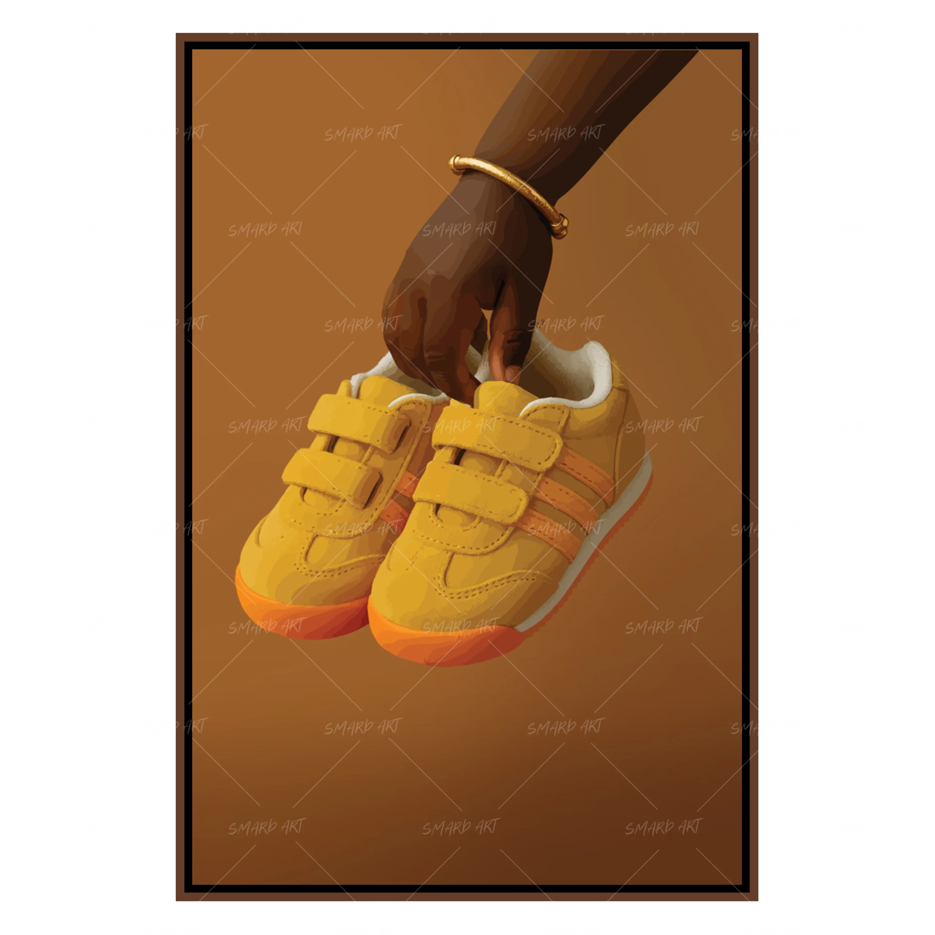 Lil Kicks-wall art print featuring decorative artistic design suitable for living rooms, offices, and schools by SmardArt. Elevate your space with Black wall art that speaks to culture, identity, and creativity. At Smard, we celebrate artistry made with melanin, bringing powerful and inspiring designs to life.