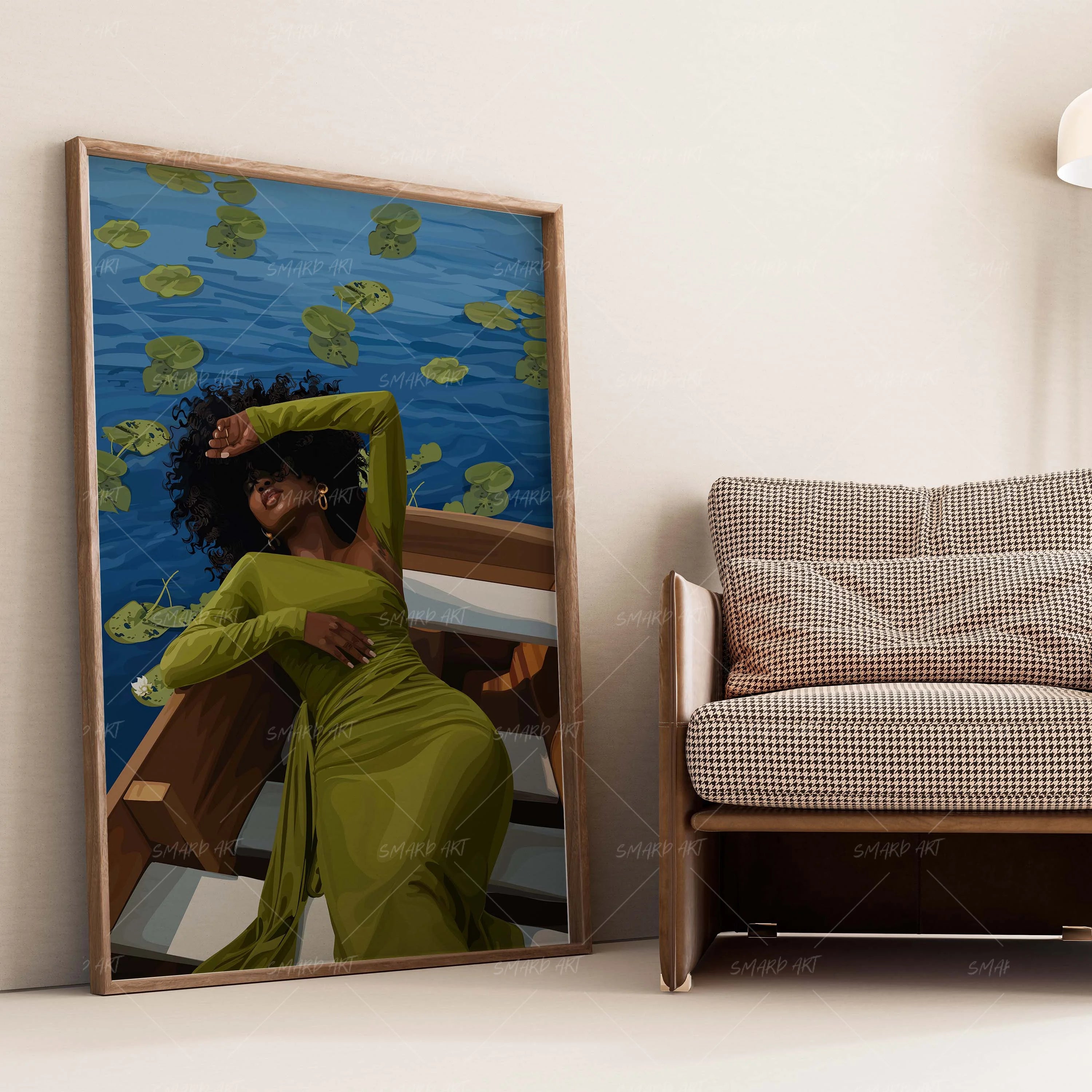 Lily Float-wall art print featuring decorative artistic design suitable for living rooms, offices, and schools by SmardArt. Elevate your space with Black wall art that speaks to culture, identity, and creativity. At Smard, we celebrate artistry made with melanin, bringing powerful and inspiring designs to life.