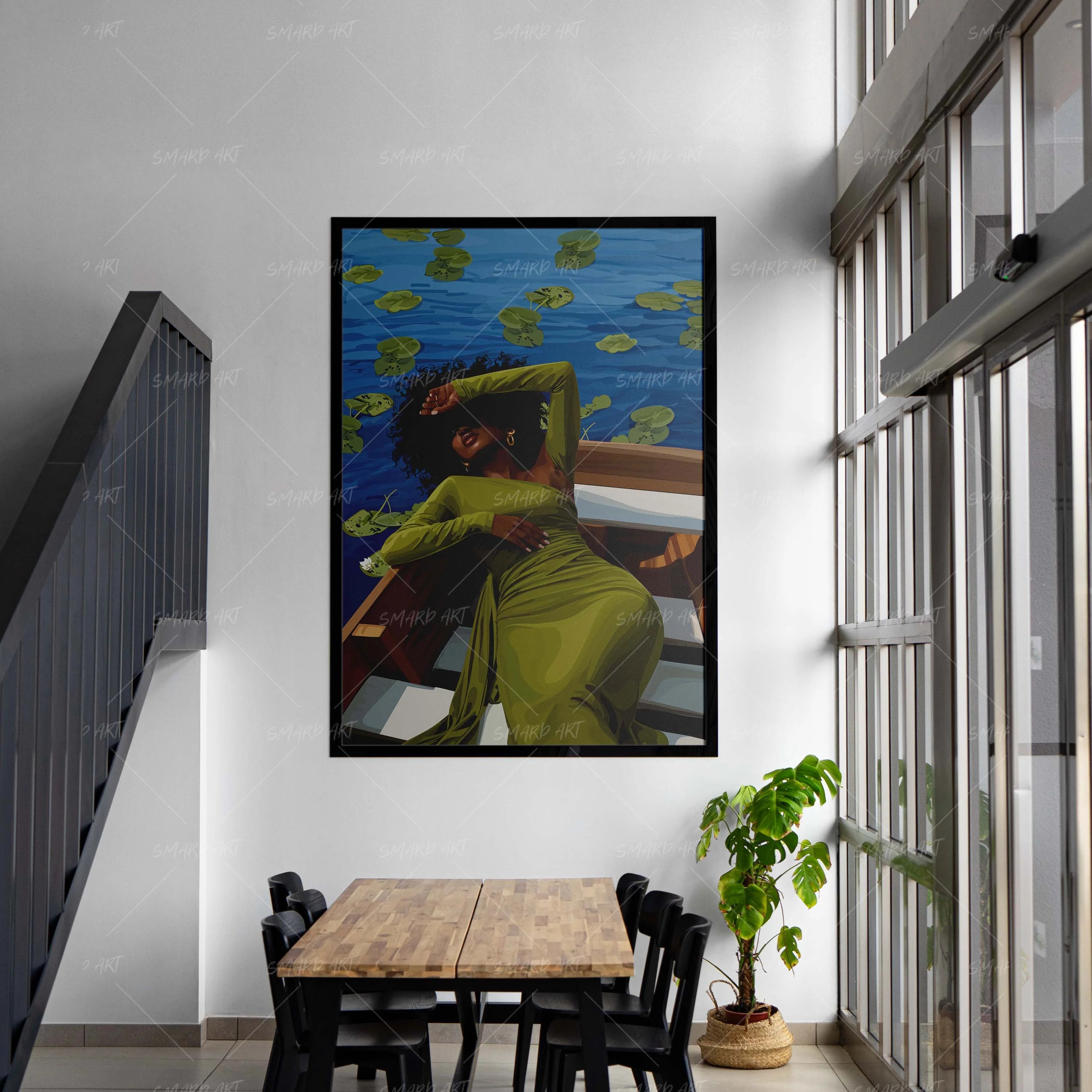 Lily Float-wall art print featuring decorative artistic design suitable for living rooms, offices, and schools by SmardArt. Elevate your space with Black wall art that speaks to culture, identity, and creativity. At Smard, we celebrate artistry made with melanin, bringing powerful and inspiring designs to life.