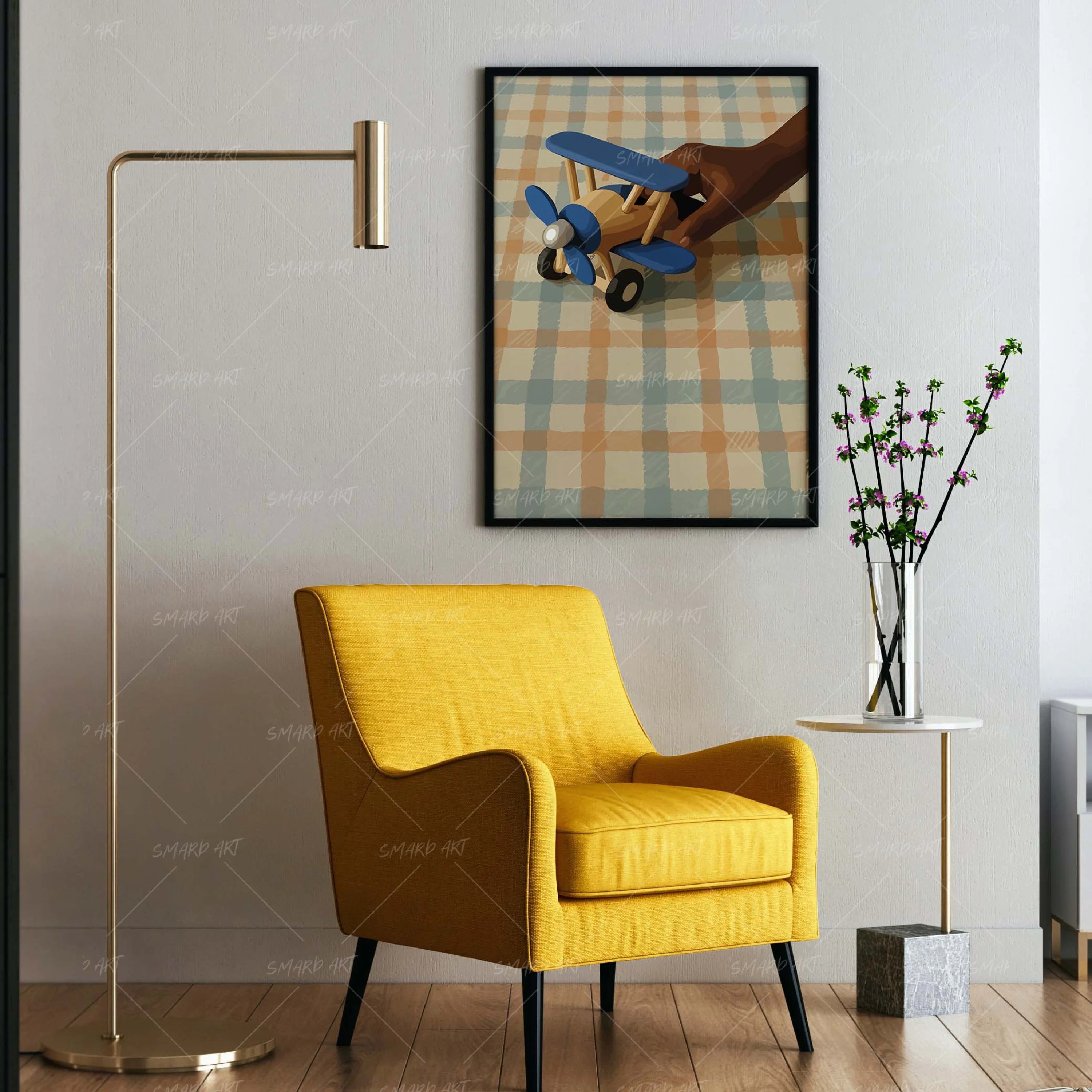 Little Pilot-wall art print featuring decorative artistic design suitable for living rooms, offices, and schools by SmardArt. Elevate your space with Black wall art that speaks to culture, identity, and creativity. At Smard, we celebrate artistry made with melanin, bringing powerful and inspiring designs to life.