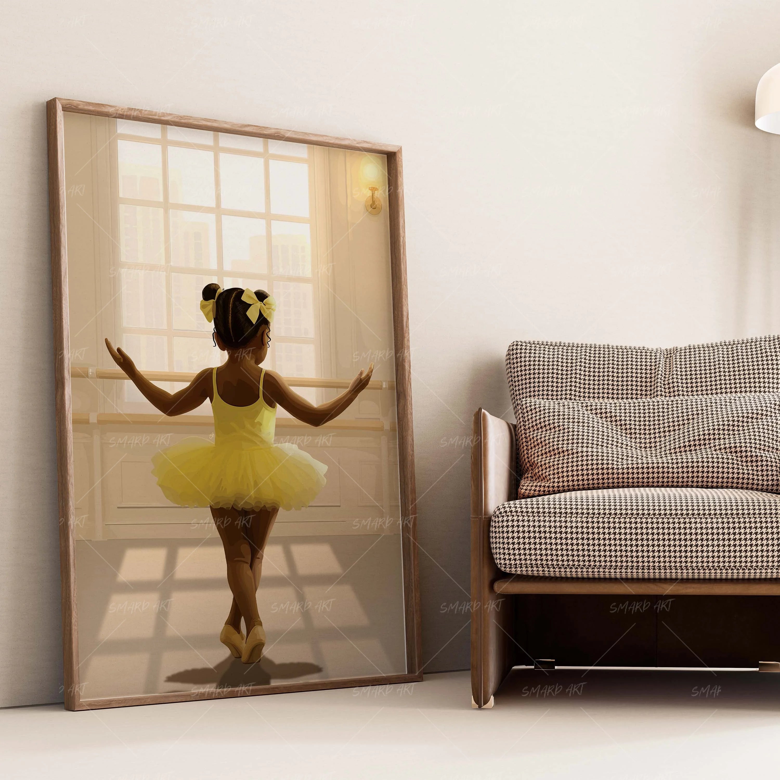Little Ballerina-wall art print featuring decorative artistic design suitable for living rooms, offices, and schools by SmardArt. Elevate your space with Black wall art that speaks to culture, identity, and creativity. At Smard, we celebrate artistry made with melanin, bringing powerful and inspiring designs to life.