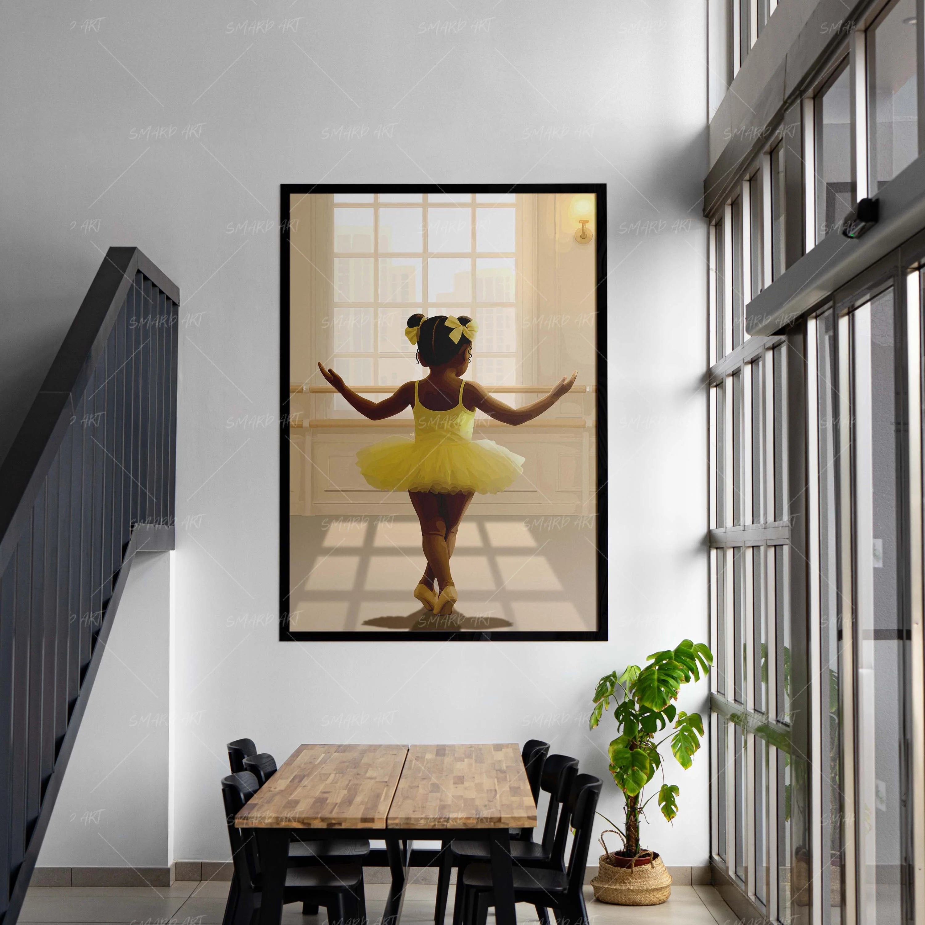 Little Ballerina-wall art print featuring decorative artistic design suitable for living rooms, offices, and schools by SmardArt. Elevate your space with Black wall art that speaks to culture, identity, and creativity. At Smard, we celebrate artistry made with melanin, bringing powerful and inspiring designs to life.
