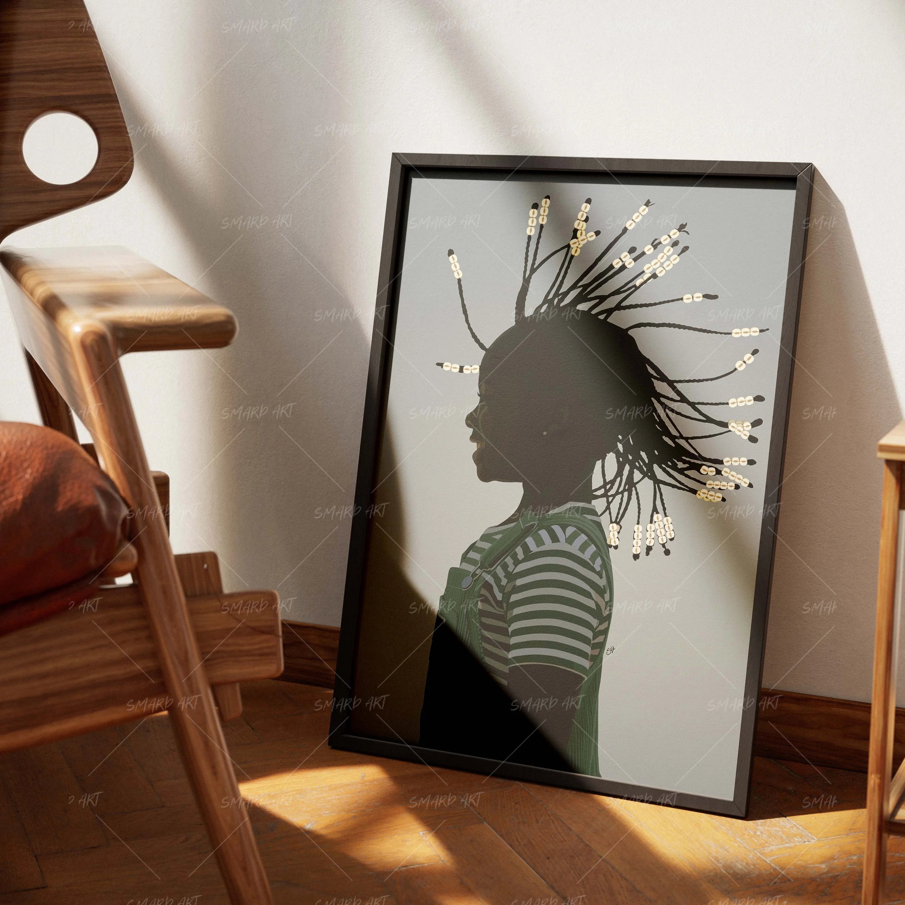 Little Flip-wall art print featuring decorative artistic design suitable for living rooms, offices, and schools by SmardArt. Elevate your space with Black wall art that speaks to culture, identity, and creativity. At Smard, we celebrate artistry made with melanin, bringing powerful and inspiring designs to life.