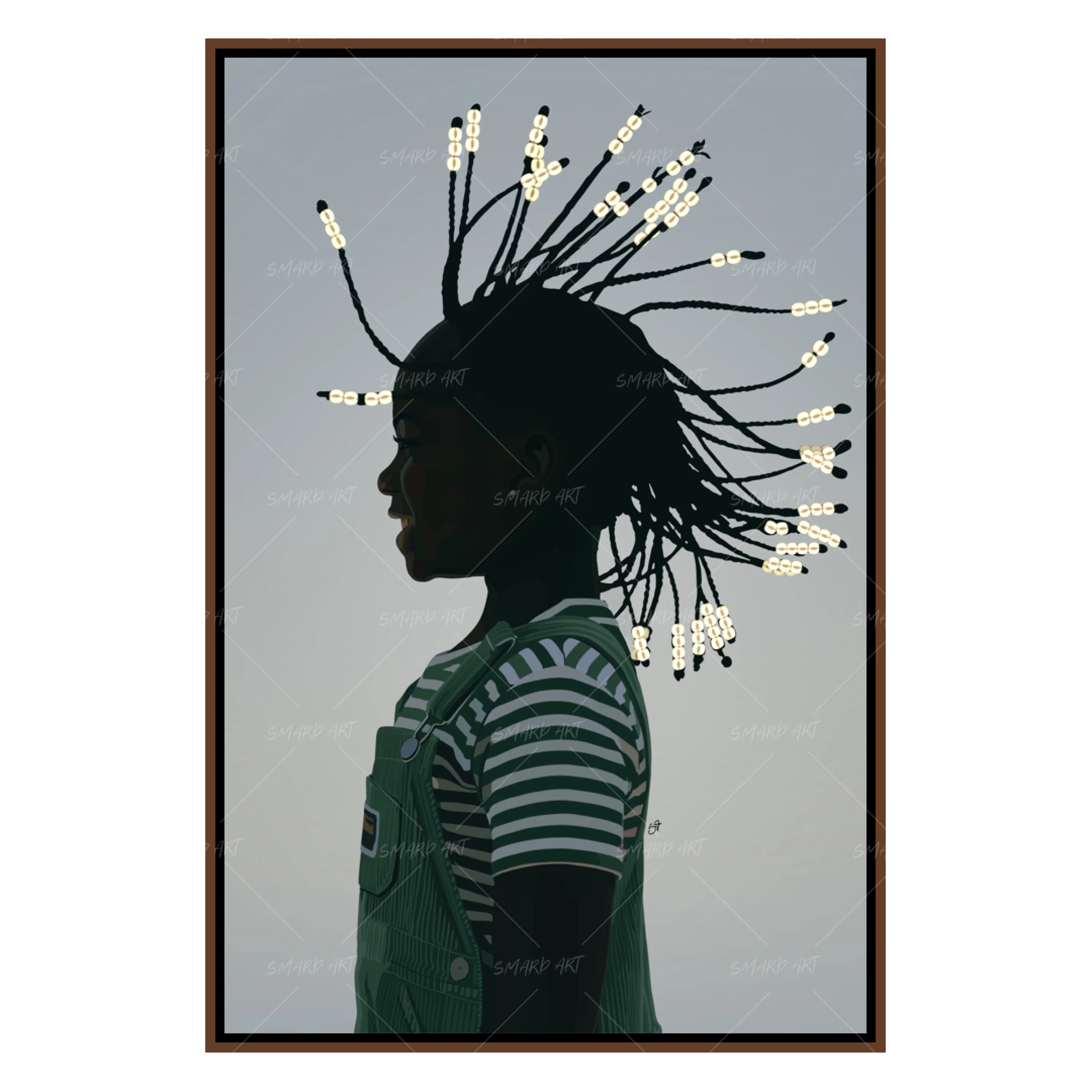 Little Flip-wall art print featuring decorative artistic design suitable for living rooms, offices, and schools by SmardArt. Elevate your space with Black wall art that speaks to culture, identity, and creativity. At Smard, we celebrate artistry made with melanin, bringing powerful and inspiring designs to life.
