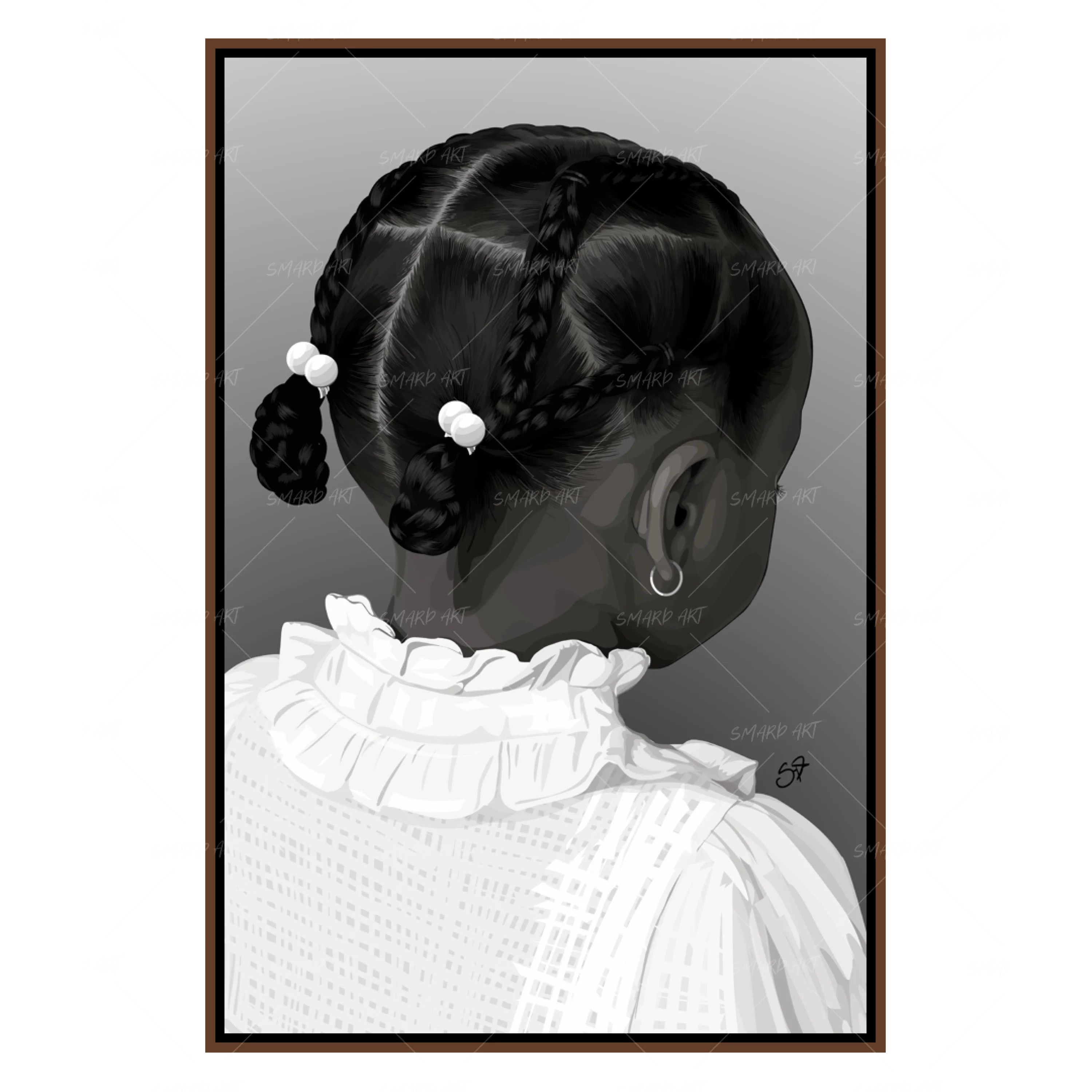Little Roots-wall art print featuring decorative artistic design suitable for living rooms, offices, and schools by SmardArt. Elevate your space with Black wall art that speaks to culture, identity, and creativity. At Smard, we celebrate artistry made with melanin, bringing powerful and inspiring designs to life.