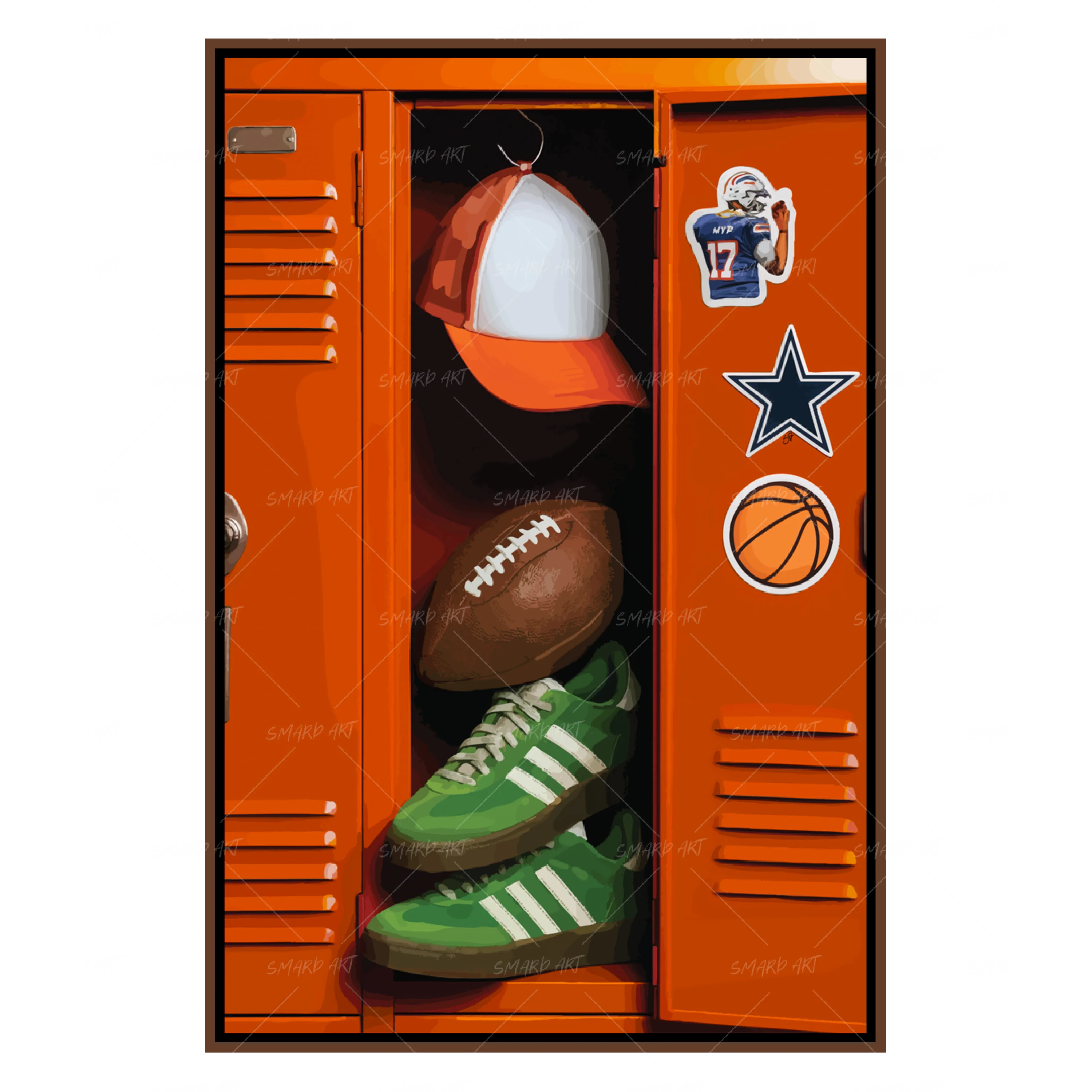 Locker Room King-wall art print featuring decorative artistic design suitable for living rooms, offices, and schools by SmardArt. Elevate your space with Black wall art that speaks to culture, identity, and creativity. At Smard, we celebrate artistry made with melanin, bringing powerful and inspiring designs to life.