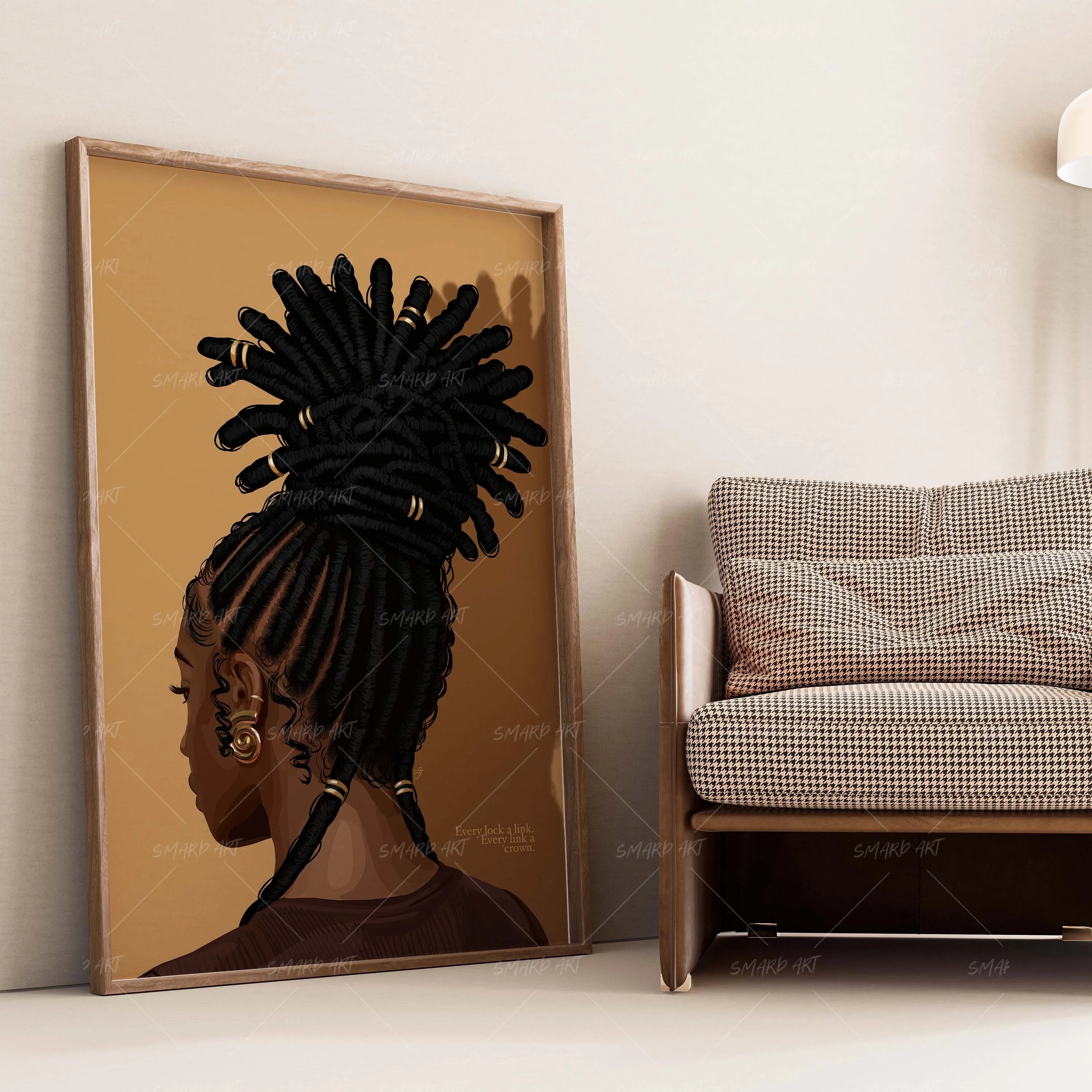 Loc'd In-wall art print featuring decorative artistic design suitable for living rooms, offices, and schools by SmardArt. Elevate your space with Black wall art that speaks to culture, identity, and creativity. At Smard, we celebrate artistry made with melanin, bringing powerful and inspiring designs to life.