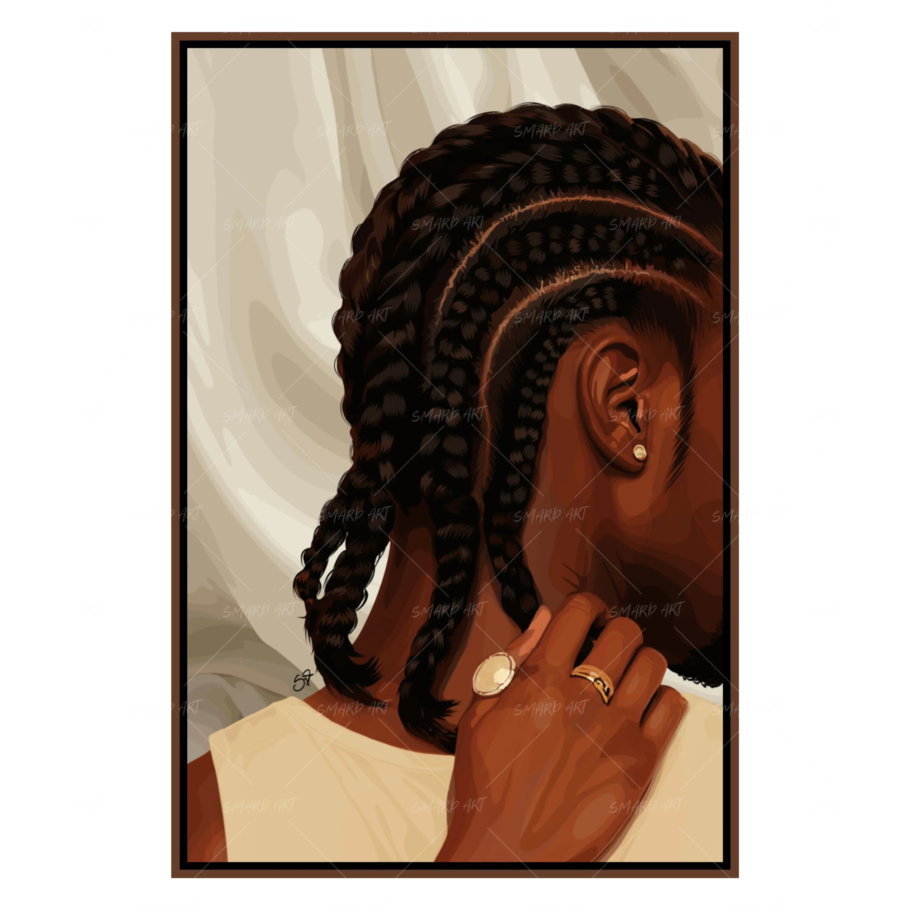 Loyal Touch-wall art print featuring decorative artistic design suitable for living rooms, offices, and schools by SmardArt. Elevate your space with Black wall art that speaks to culture, identity, and creativity. At Smard, we celebrate artistry made with melanin, bringing powerful and inspiring designs to life.