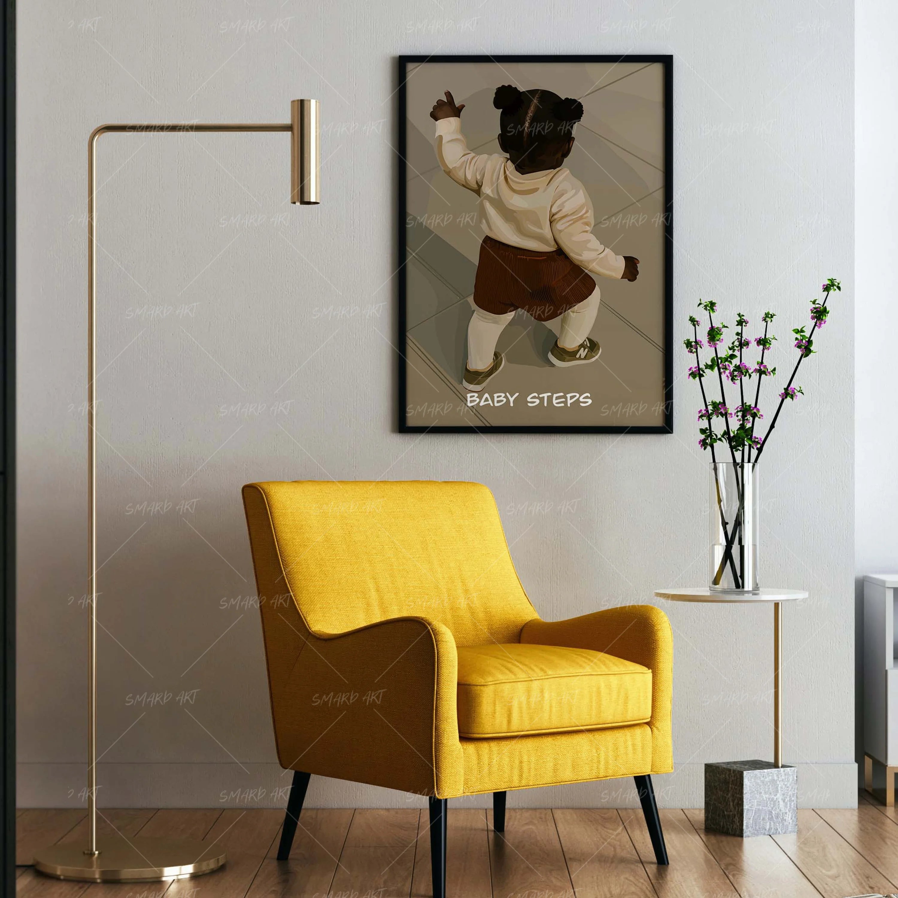 Little Explorer-wall art print featuring decorative artistic design suitable for living rooms, offices, and schools by SmardArt. Elevate your space with Black wall art that speaks to culture, identity, and creativity. At Smard, we celebrate artistry made with melanin, bringing powerful and inspiring designs to life.