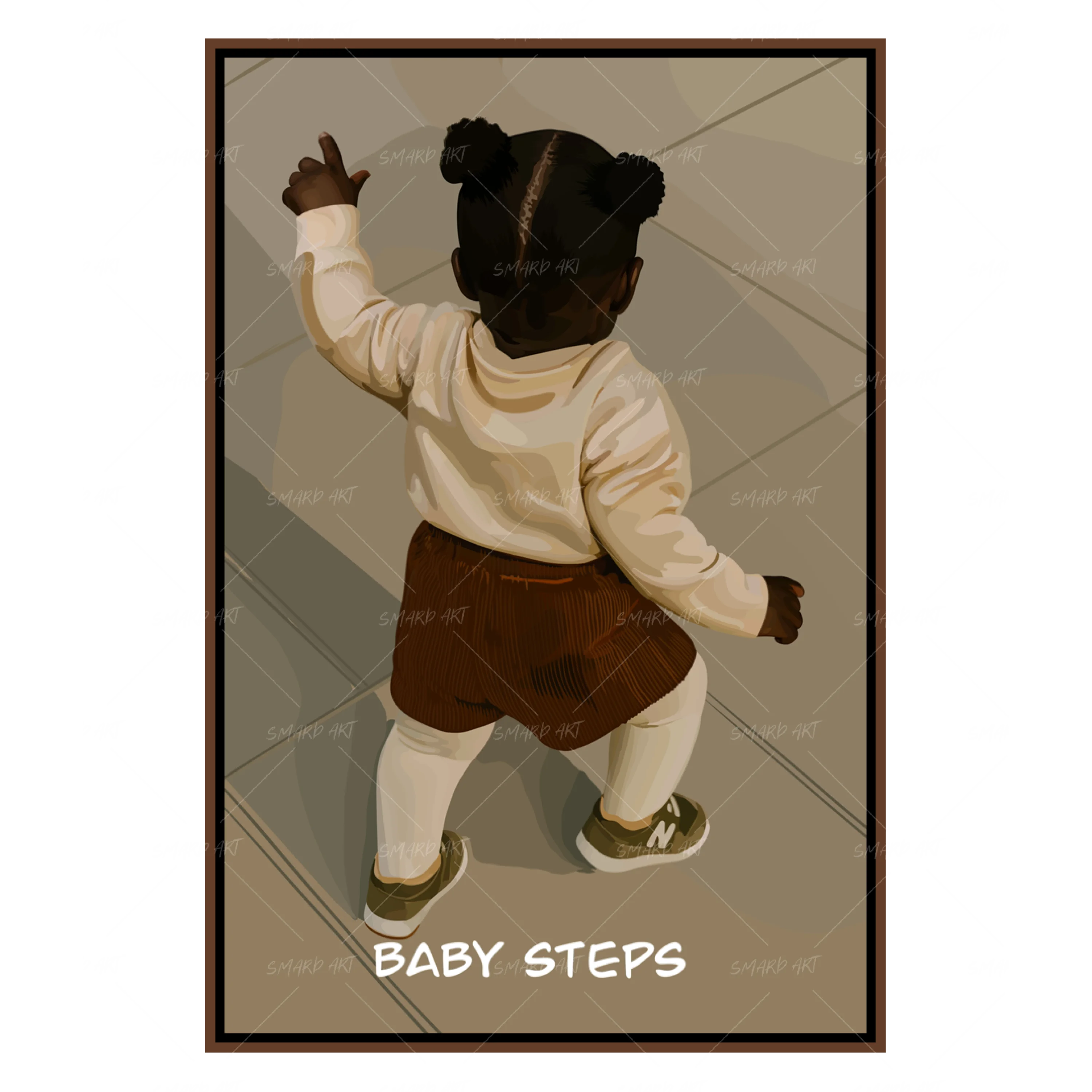 Little Explorer-wall art print featuring decorative artistic design suitable for living rooms, offices, and schools by SmardArt. Elevate your space with Black wall art that speaks to culture, identity, and creativity. At Smard, we celebrate artistry made with melanin, bringing powerful and inspiring designs to life.