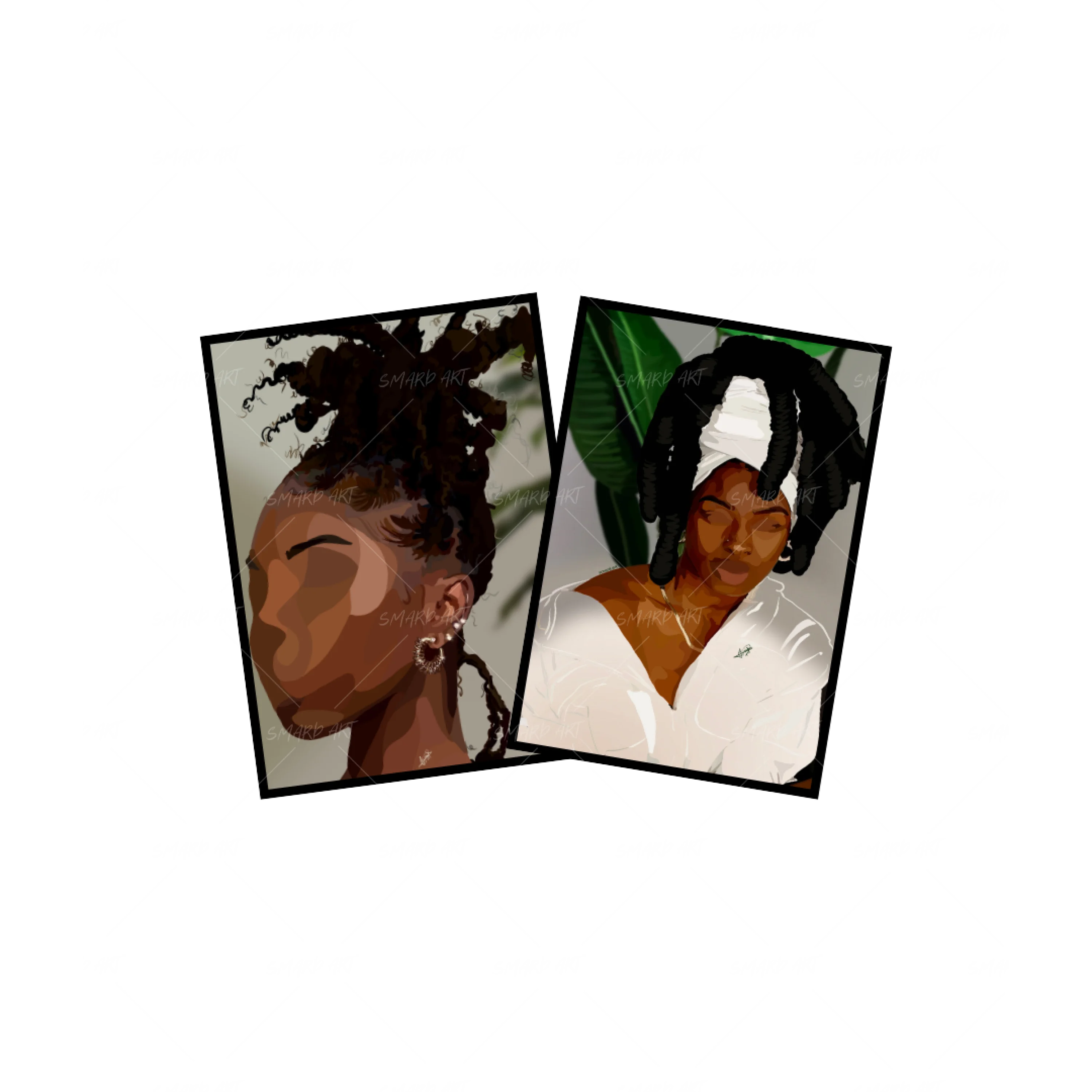 Art Print Bundle : Locs Bae + Plant Mom IV-wall art print featuring decorative artistic design suitable for living rooms, offices, and schools by SmardArt. Elevate your space with Black wall art that speaks to culture, identity, and creativity. At Smard, we celebrate artistry made with melanin, bringing powerful and inspiring designs to life.