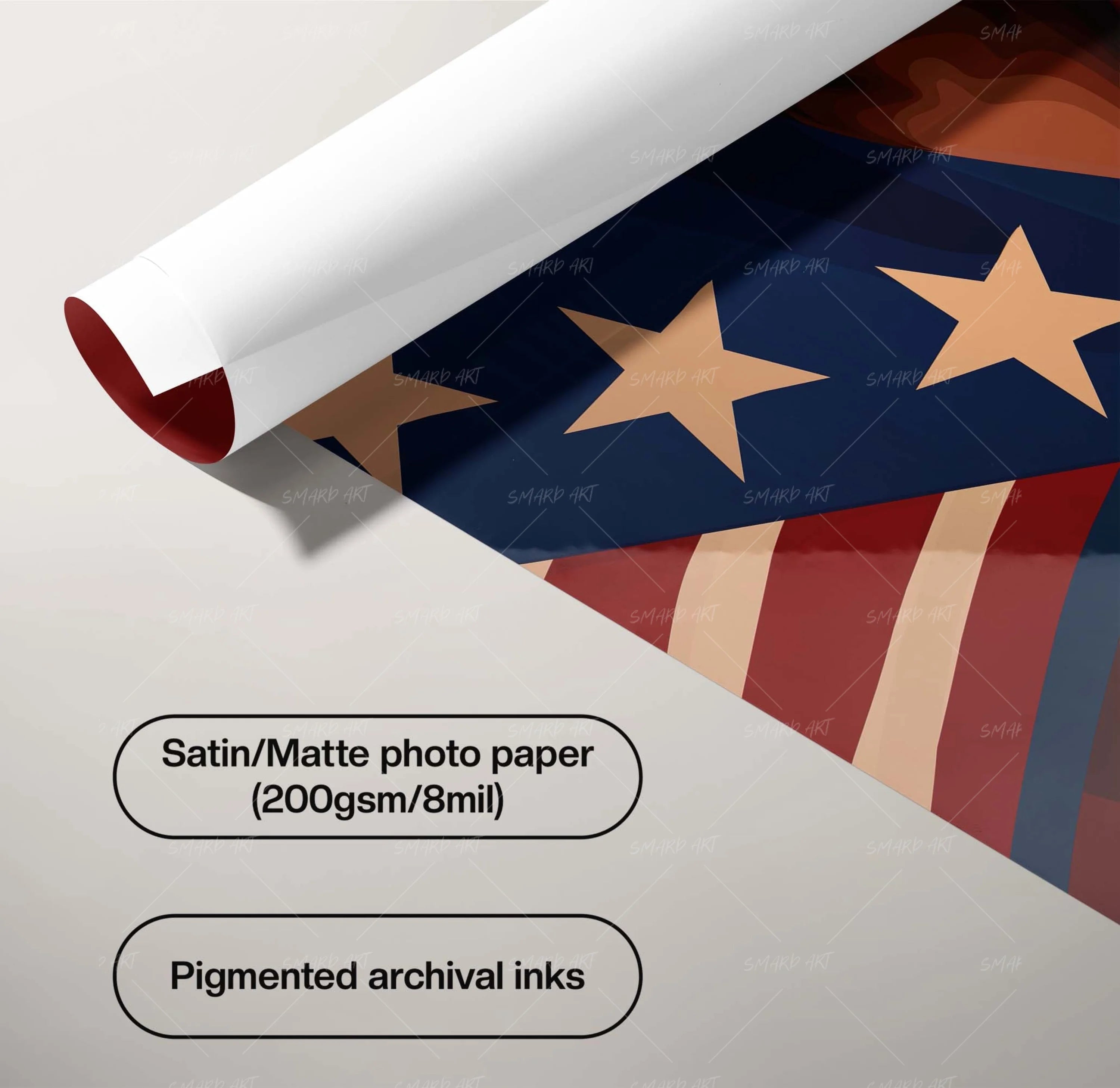 Made in America-wall art print featuring decorative artistic design suitable for living rooms, offices, and schools by SmardArt. Elevate your space with Black wall art that speaks to culture, identity, and creativity. At Smard, we celebrate artistry made with melanin, bringing powerful and inspiring designs to life.