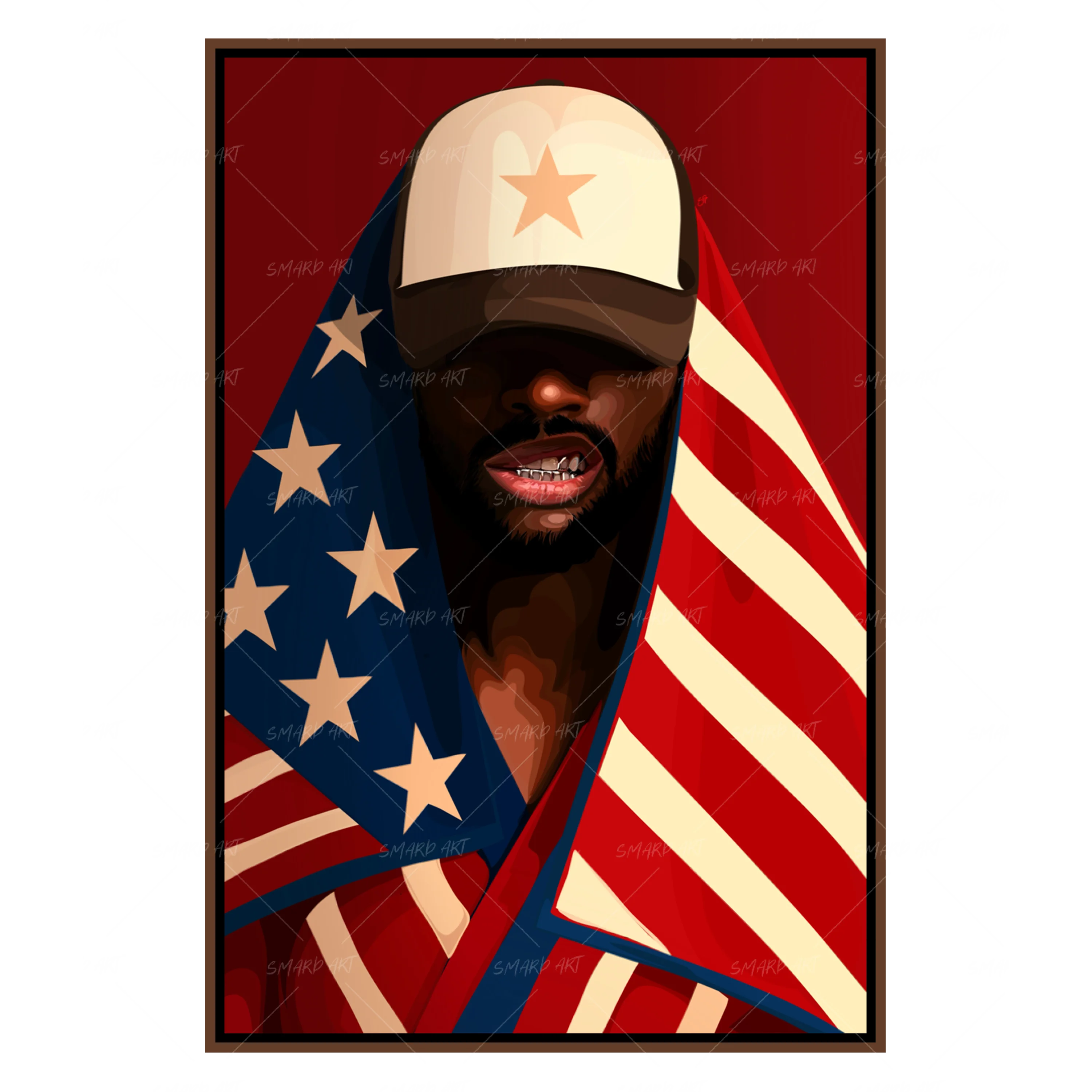 Made in America-wall art print featuring decorative artistic design suitable for living rooms, offices, and schools by SmardArt. Elevate your space with Black wall art that speaks to culture, identity, and creativity. At Smard, we celebrate artistry made with melanin, bringing powerful and inspiring designs to life.