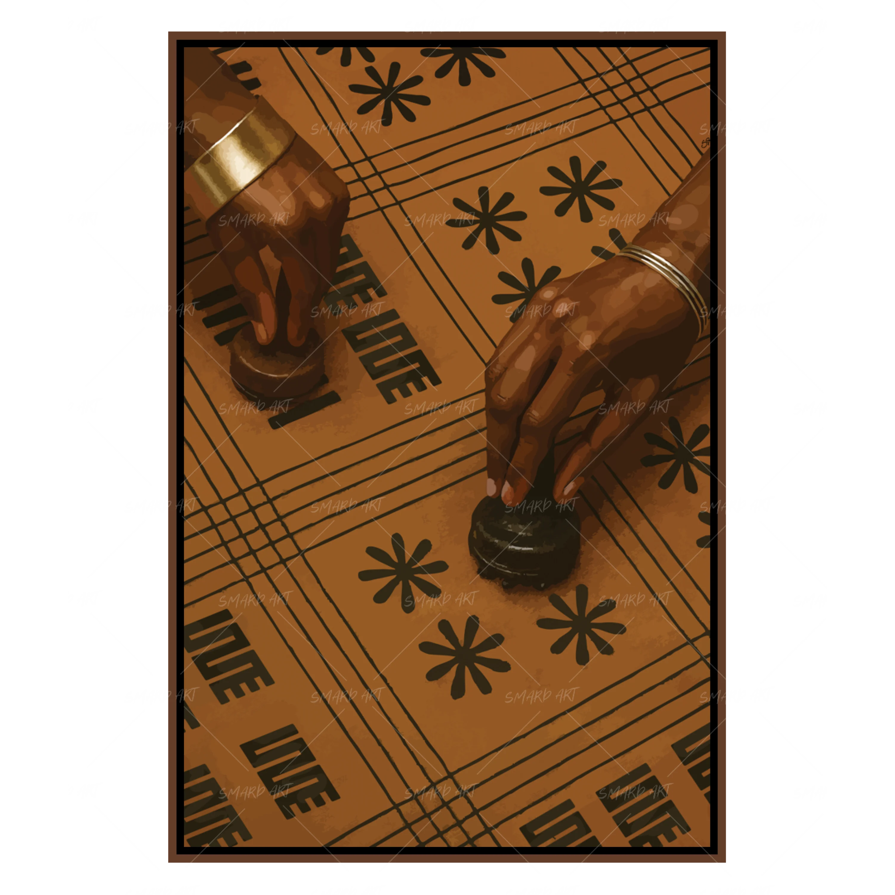 Marked By Hands-wall art print featuring decorative artistic design suitable for living rooms, offices, and schools by SmardArt. Elevate your space with Black wall art that speaks to culture, identity, and creativity. At Smard, we celebrate artistry made with melanin, bringing powerful and inspiring designs to life.