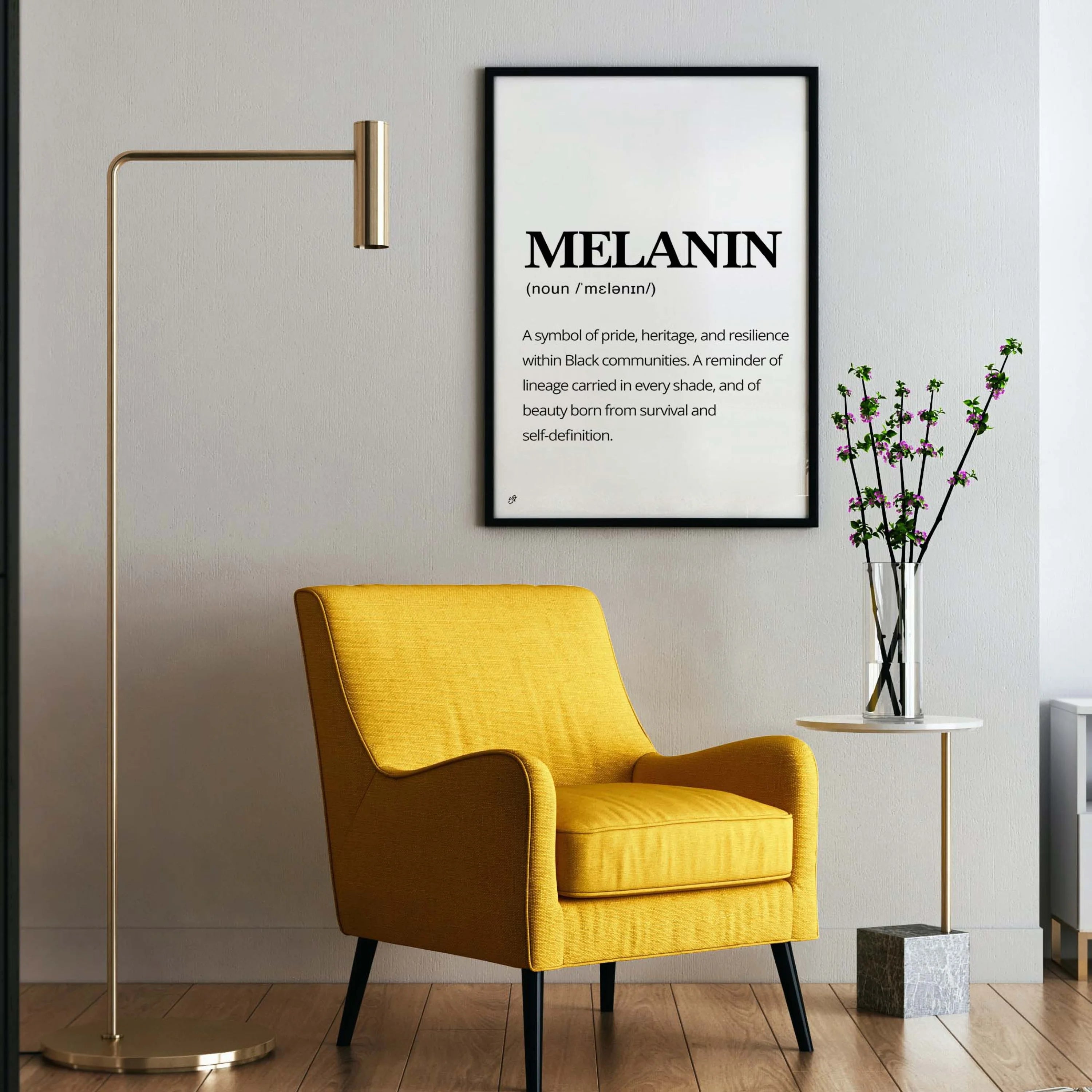 Melanin Meaning-wall art print featuring decorative artistic design suitable for living rooms, offices, and schools by SmardArt. Elevate your space with Black wall art that speaks to culture, identity, and creativity. At Smard, we celebrate artistry made with melanin, bringing powerful and inspiring designs to life.