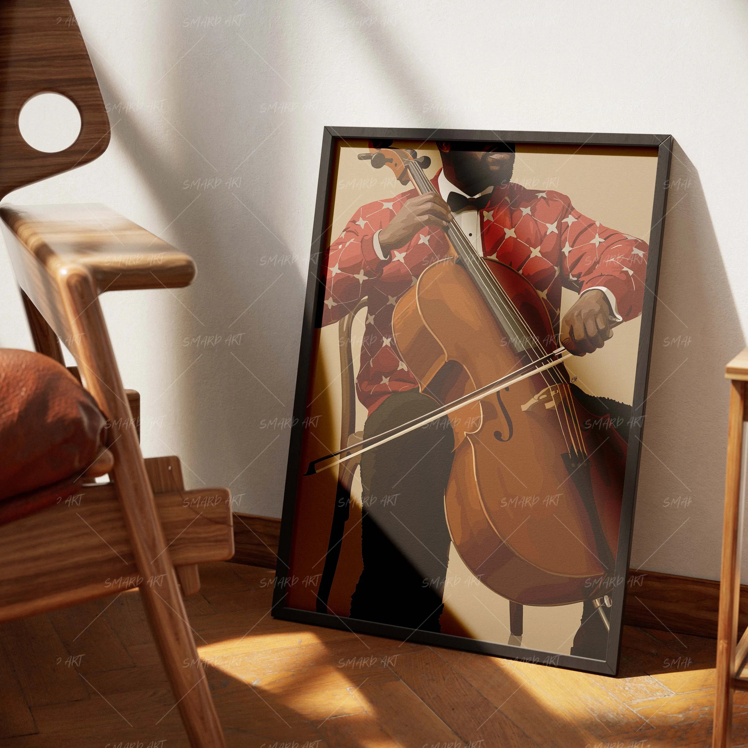 Melody Man-wall art print featuring decorative artistic design suitable for living rooms, offices, and schools by SmardArt. Elevate your space with Black wall art that speaks to culture, identity, and creativity. At Smard, we celebrate artistry made with melanin, bringing powerful and inspiring designs to life.