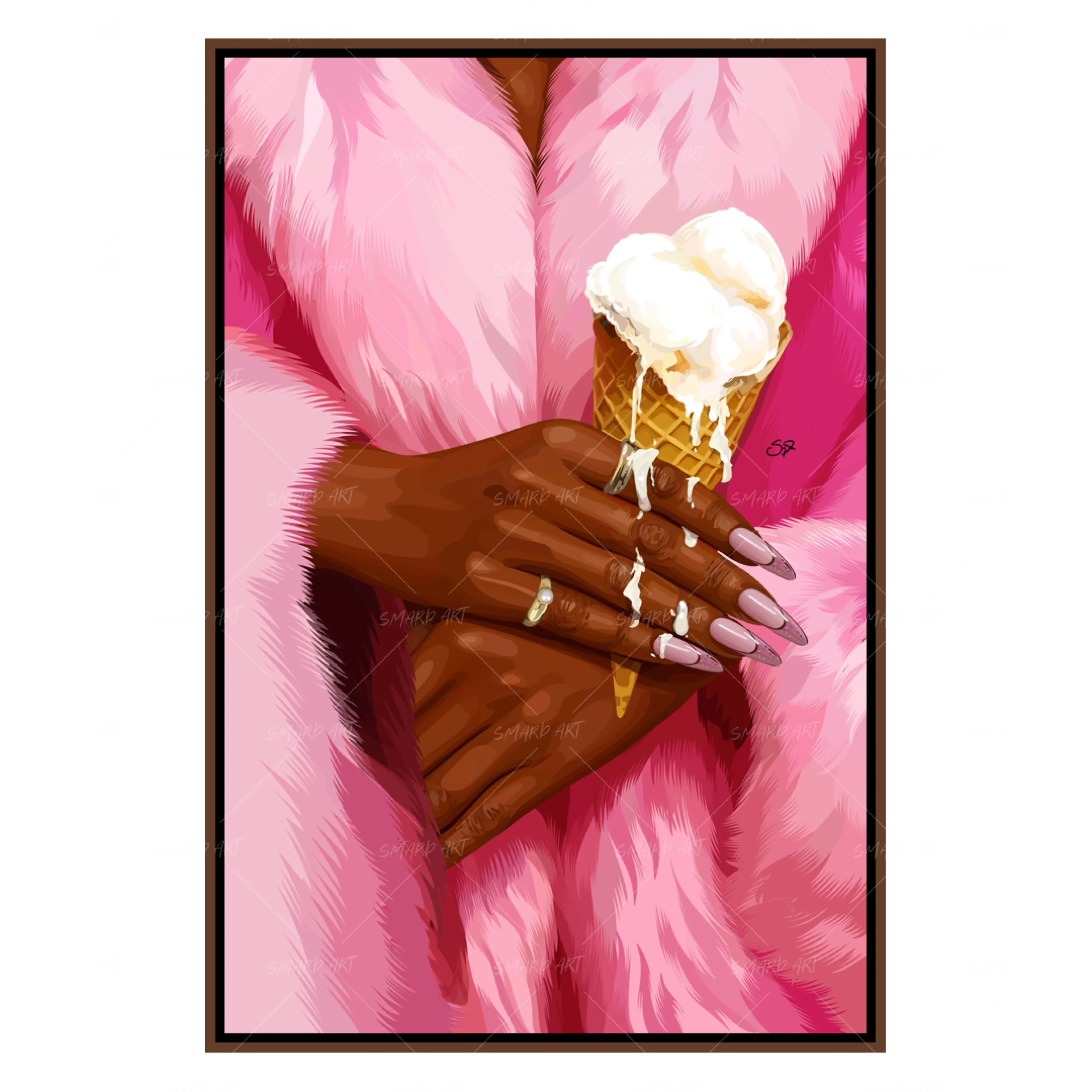 Melting Luxe-wall art print featuring decorative artistic design suitable for living rooms, offices, and schools by SmardArt. Elevate your space with Black wall art that speaks to culture, identity, and creativity. At Smard, we celebrate artistry made with melanin, bringing powerful and inspiring designs to life.