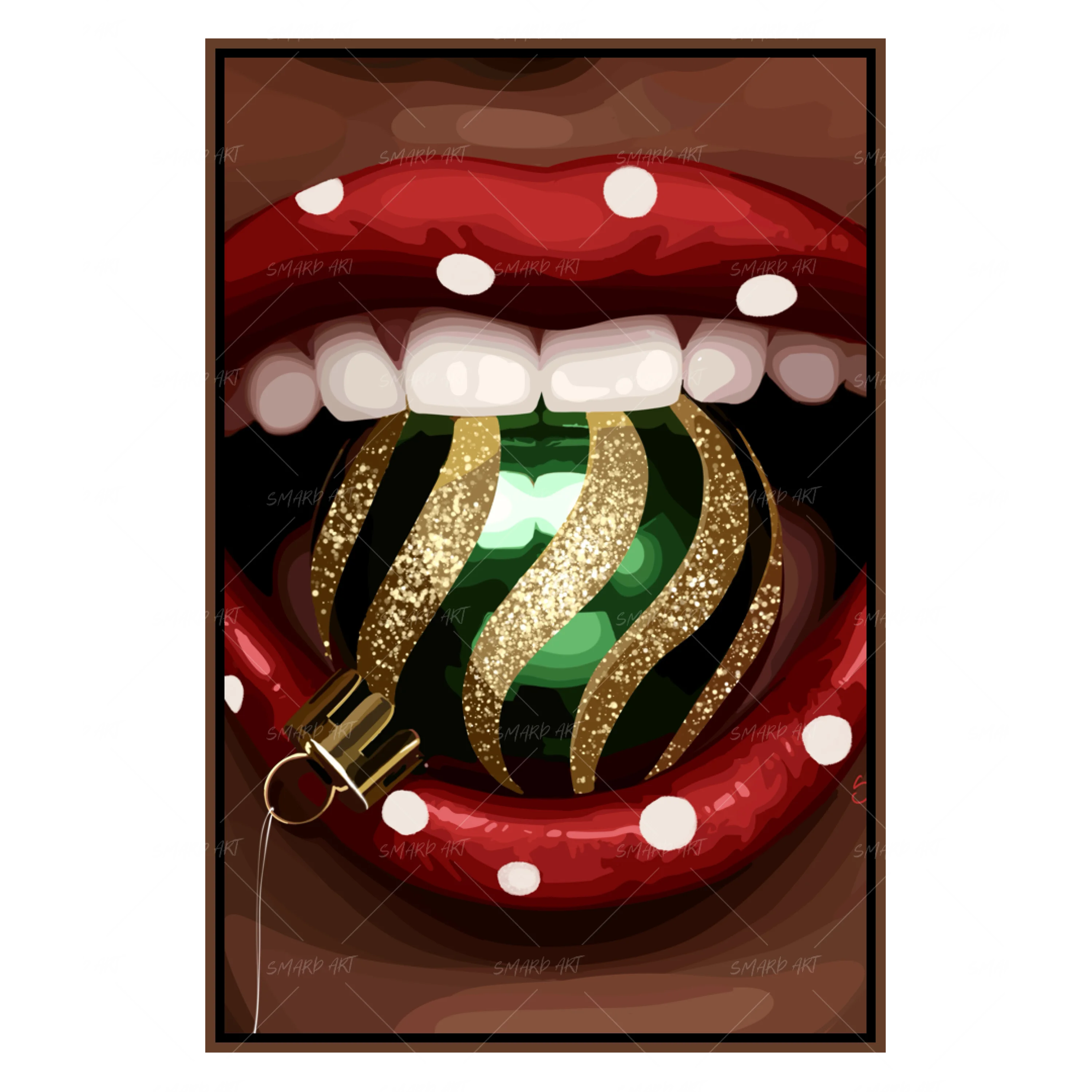 Merry Bite-wall art print featuring decorative artistic design suitable for living rooms, offices, and schools by SmardArt. Elevate your space with Black wall art that speaks to culture, identity, and creativity. At Smard, we celebrate artistry made with melanin, bringing powerful and inspiring designs to life.