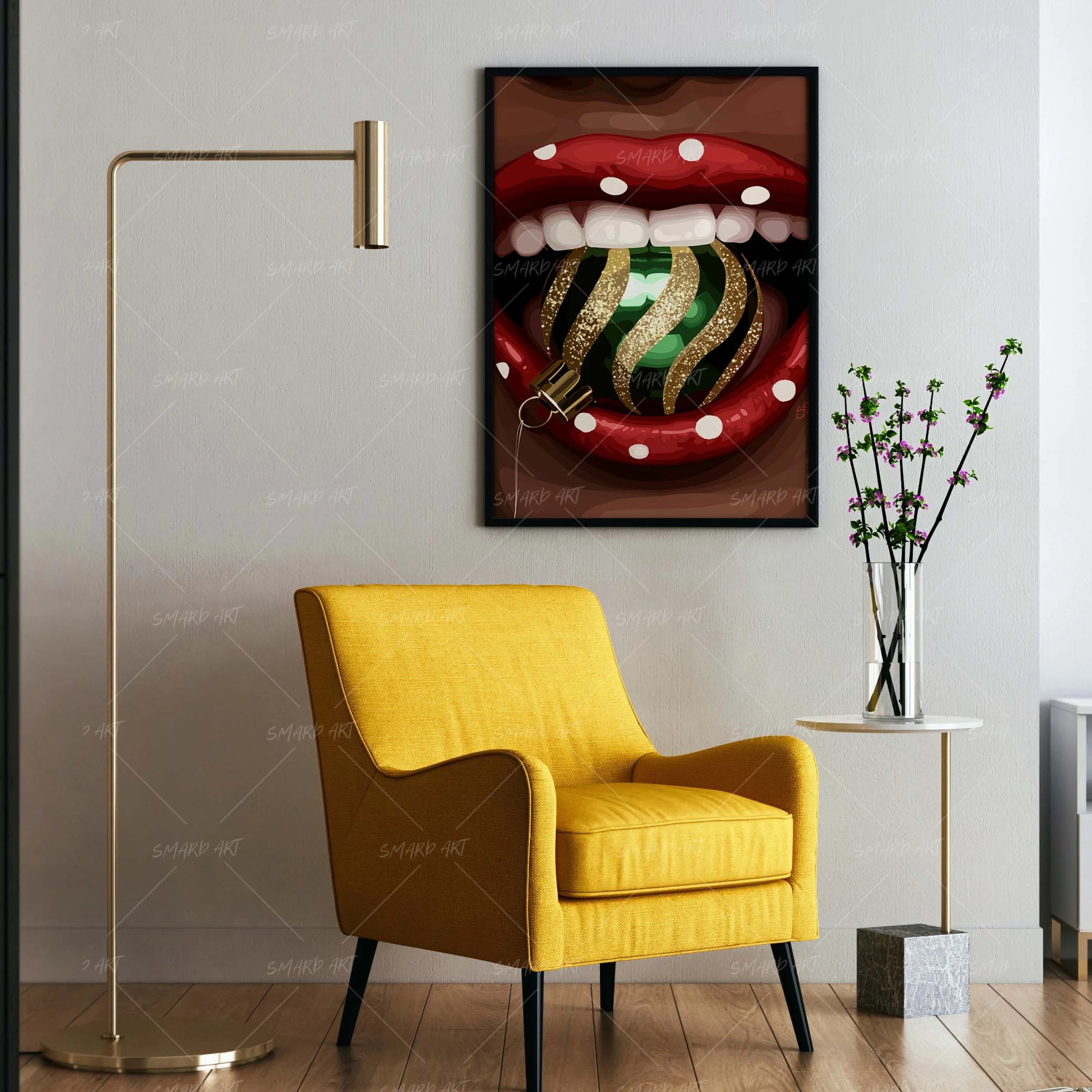 Merry Bite-wall art print featuring decorative artistic design suitable for living rooms, offices, and schools by SmardArt. Elevate your space with Black wall art that speaks to culture, identity, and creativity. At Smard, we celebrate artistry made with melanin, bringing powerful and inspiring designs to life.