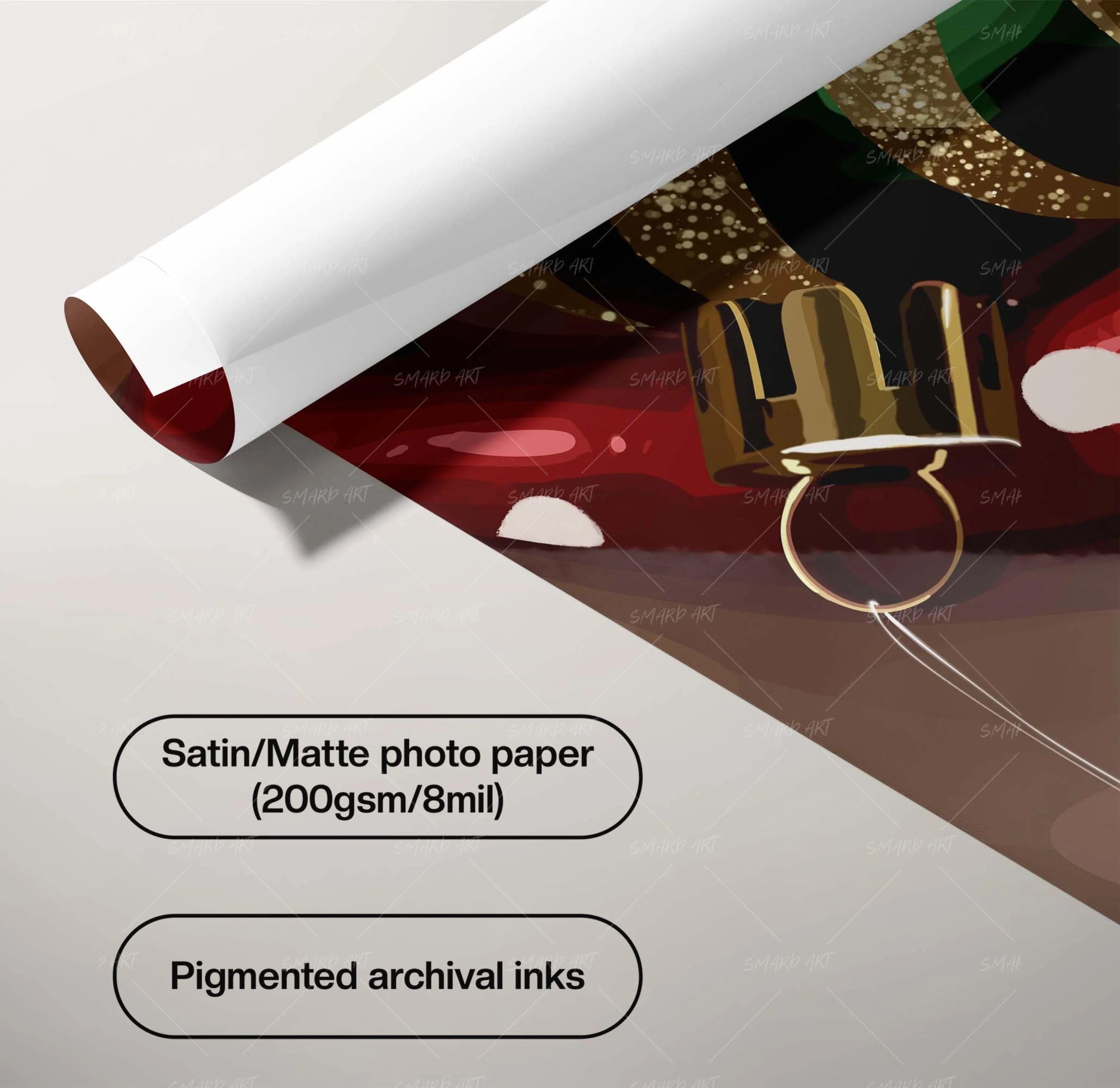 Merry Bite-wall art print featuring decorative artistic design suitable for living rooms, offices, and schools by SmardArt. Elevate your space with Black wall art that speaks to culture, identity, and creativity. At Smard, we celebrate artistry made with melanin, bringing powerful and inspiring designs to life.