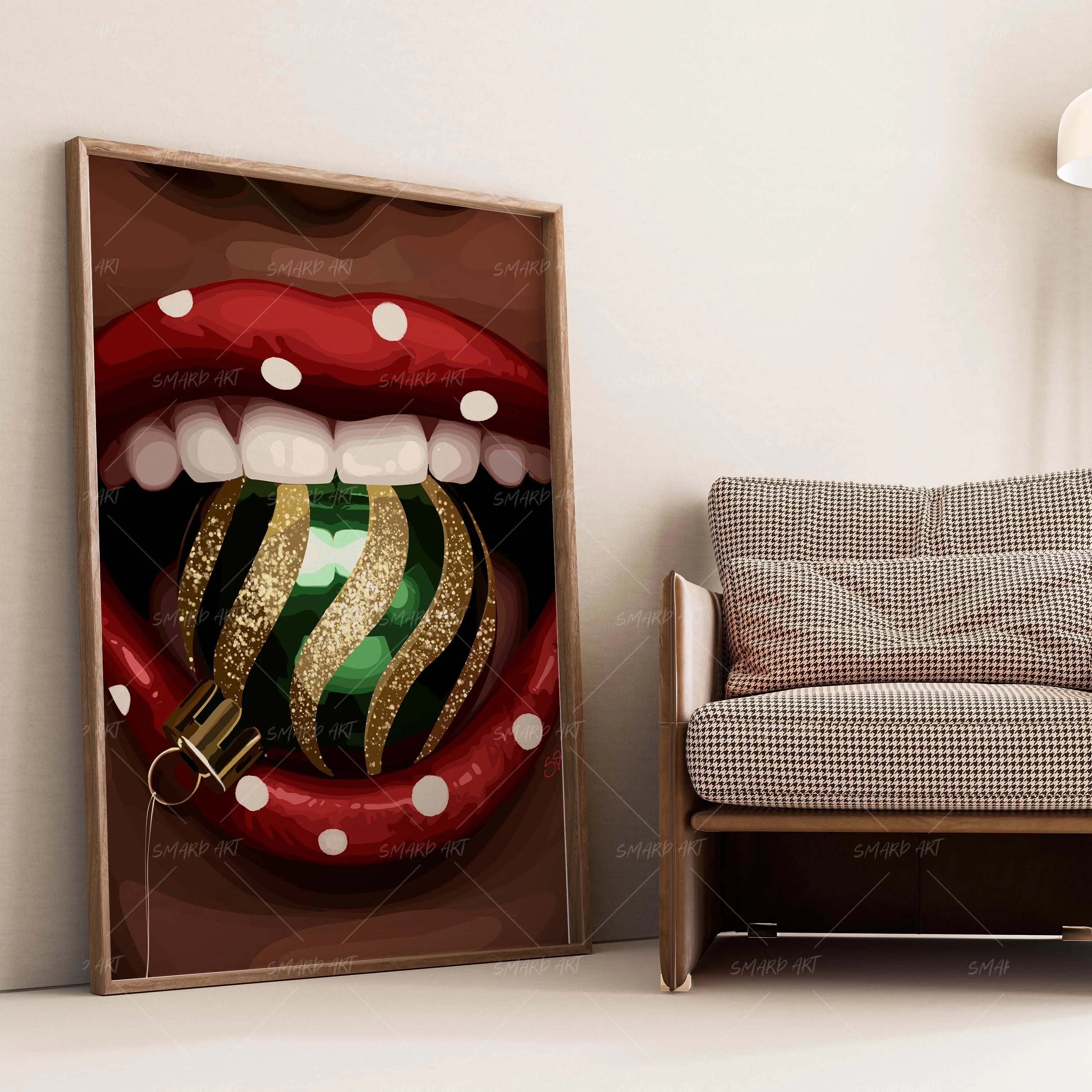 Merry Bite-wall art print featuring decorative artistic design suitable for living rooms, offices, and schools by SmardArt. Elevate your space with Black wall art that speaks to culture, identity, and creativity. At Smard, we celebrate artistry made with melanin, bringing powerful and inspiring designs to life.