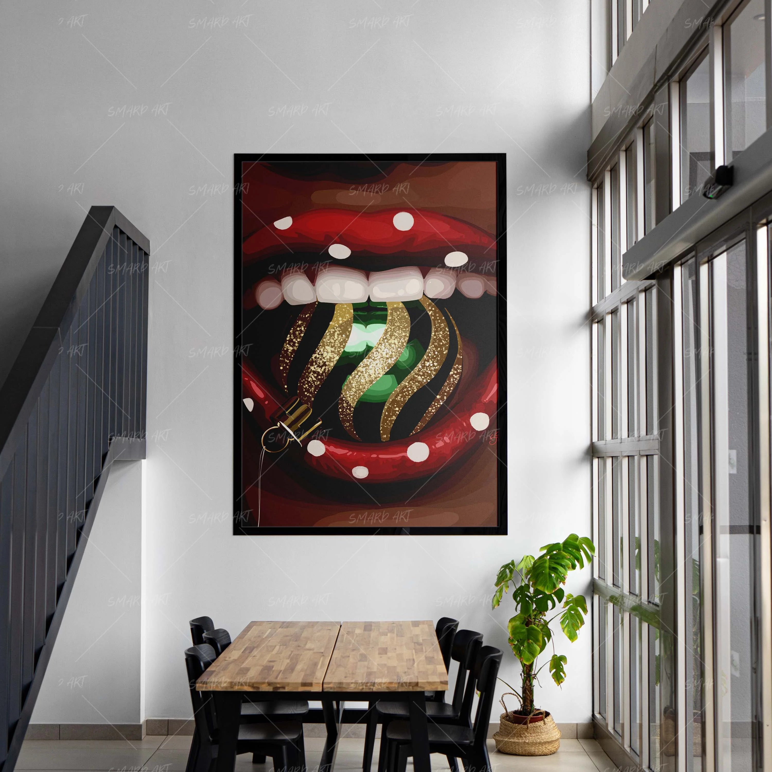 Merry Bite-wall art print featuring decorative artistic design suitable for living rooms, offices, and schools by SmardArt. Elevate your space with Black wall art that speaks to culture, identity, and creativity. At Smard, we celebrate artistry made with melanin, bringing powerful and inspiring designs to life.