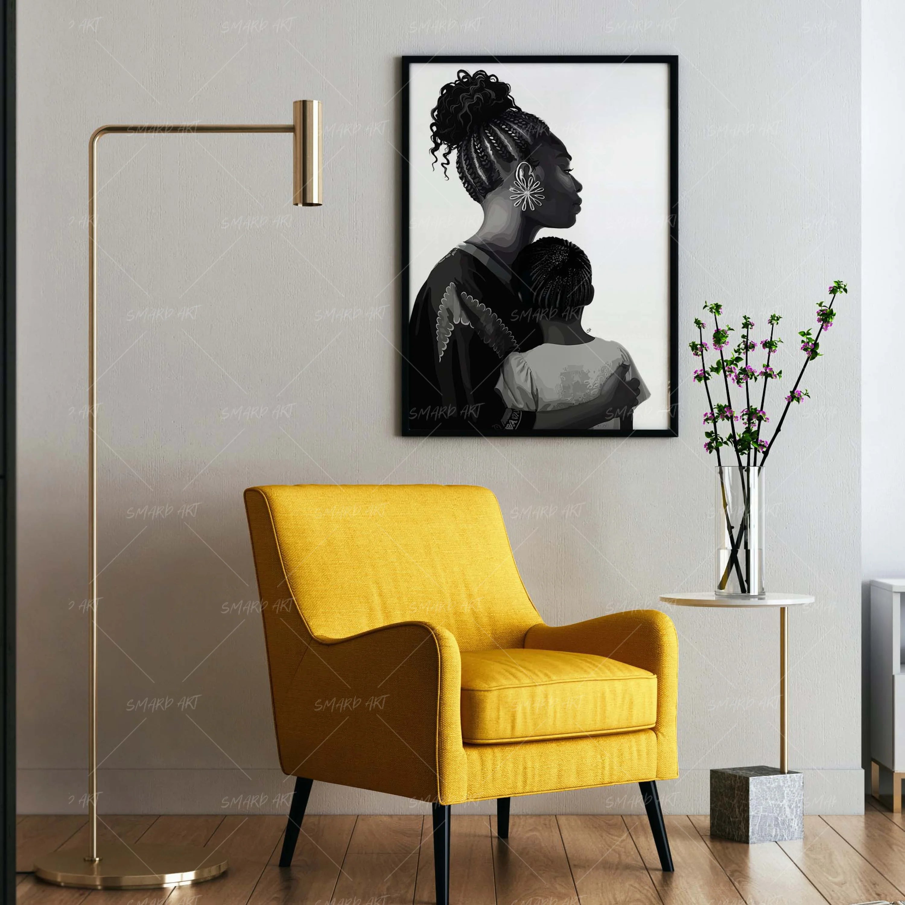 Monochrome Bond-wall art print featuring decorative artistic design suitable for living rooms, offices, and schools by SmardArt. Elevate your space with Black wall art that speaks to culture, identity, and creativity. At Smard, we celebrate artistry made with melanin, bringing powerful and inspiring designs to life.