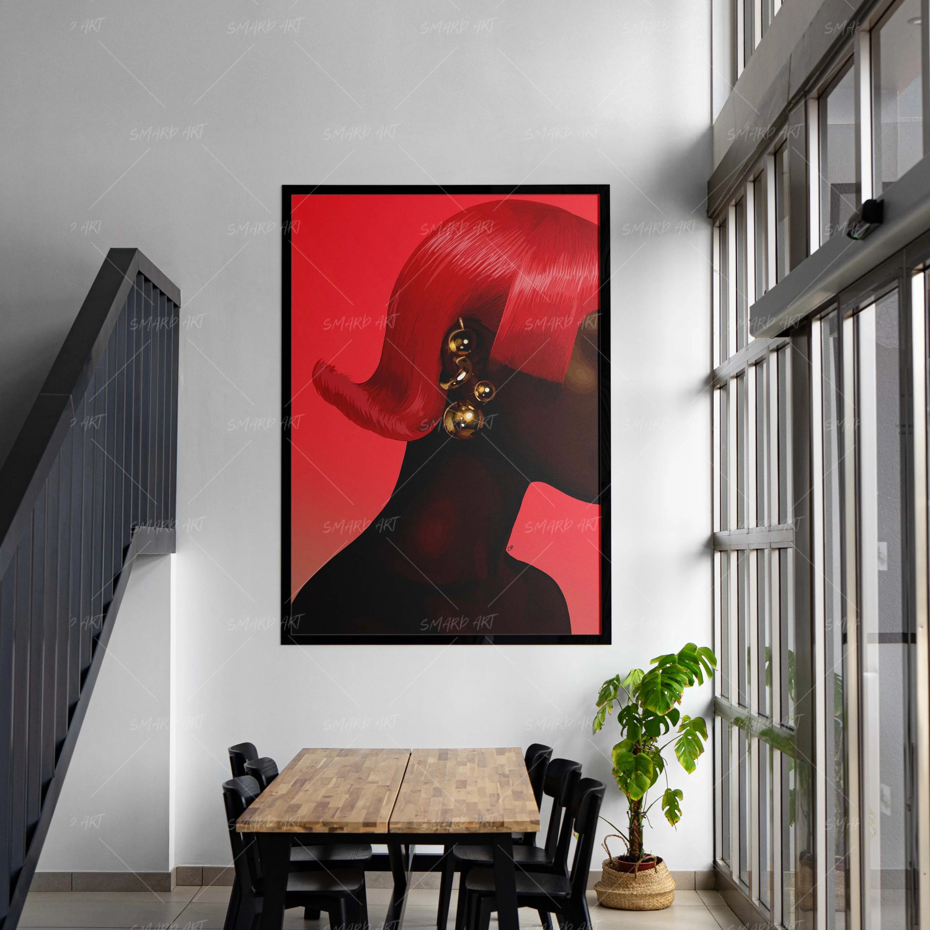 Mullet Muse-wall art print featuring decorative artistic design suitable for living rooms, offices, and schools by SmardArt. Elevate your space with Black wall art that speaks to culture, identity, and creativity. At Smard, we celebrate artistry made with melanin, bringing powerful and inspiring designs to life.