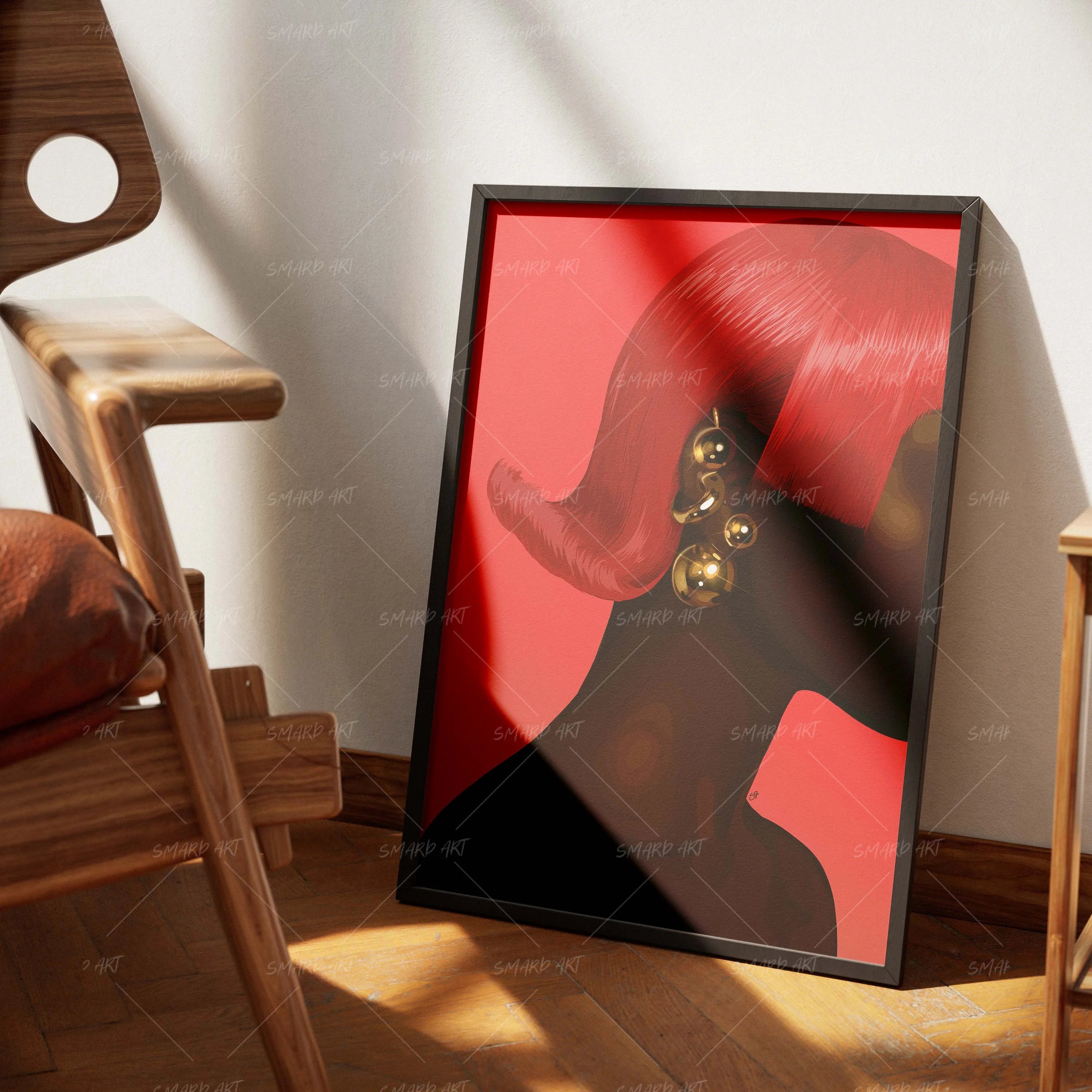 Mullet Muse-wall art print featuring decorative artistic design suitable for living rooms, offices, and schools by SmardArt. Elevate your space with Black wall art that speaks to culture, identity, and creativity. At Smard, we celebrate artistry made with melanin, bringing powerful and inspiring designs to life.