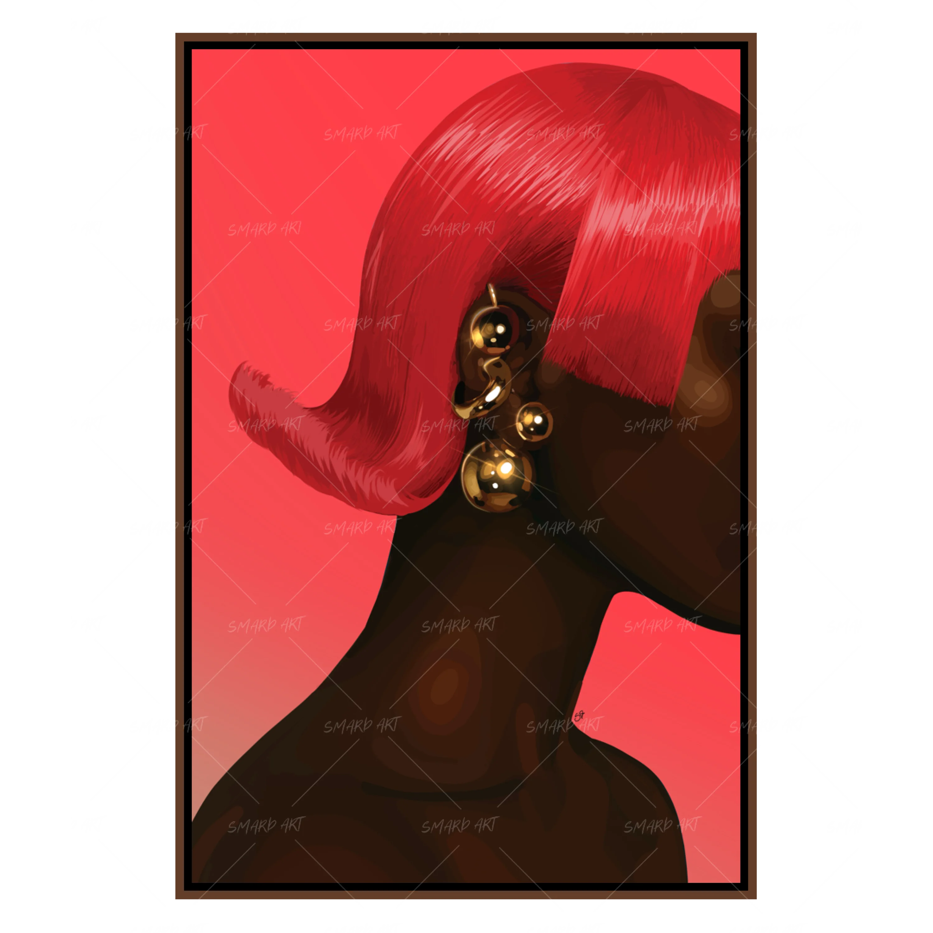 Mullet Muse-wall art print featuring decorative artistic design suitable for living rooms, offices, and schools by SmardArt. Elevate your space with Black wall art that speaks to culture, identity, and creativity. At Smard, we celebrate artistry made with melanin, bringing powerful and inspiring designs to life.