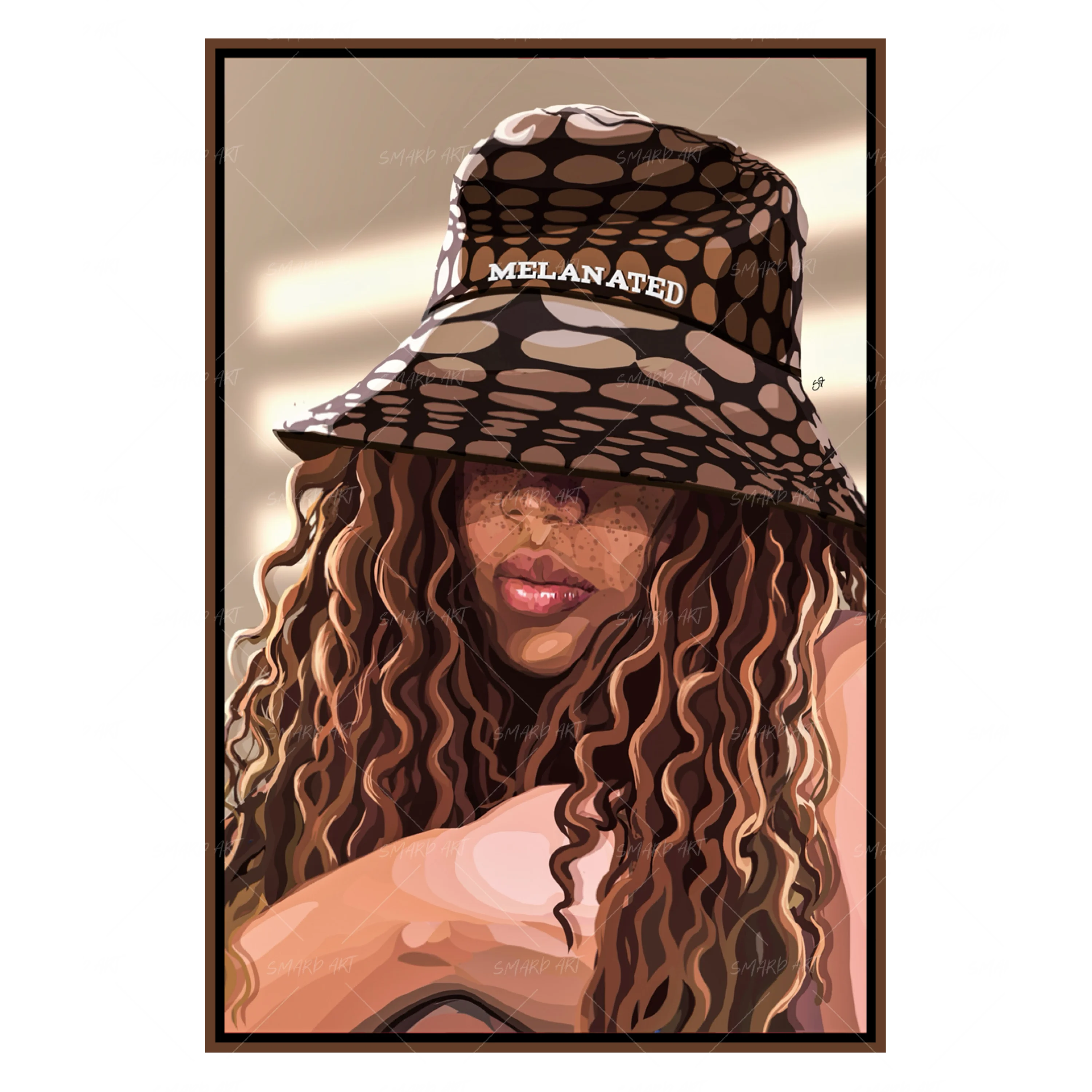 Melanated-wall art print featuring decorative artistic design suitable for living rooms, offices, and schools by SmardArt. Elevate your space with Black wall art that speaks to culture, identity, and creativity. At Smard, we celebrate artistry made with melanin, bringing powerful and inspiring designs to life.