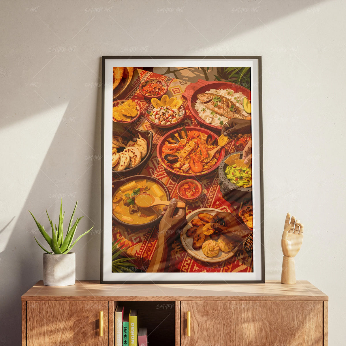 Mesa Llena-wall art print featuring decorative artistic design suitable for living rooms, offices, and schools by SmardArt. Elevate your space with Black wall art that speaks to culture, identity, and creativity. At Smard, we celebrate artistry made with melanin, bringing powerful and inspiring designs to life.