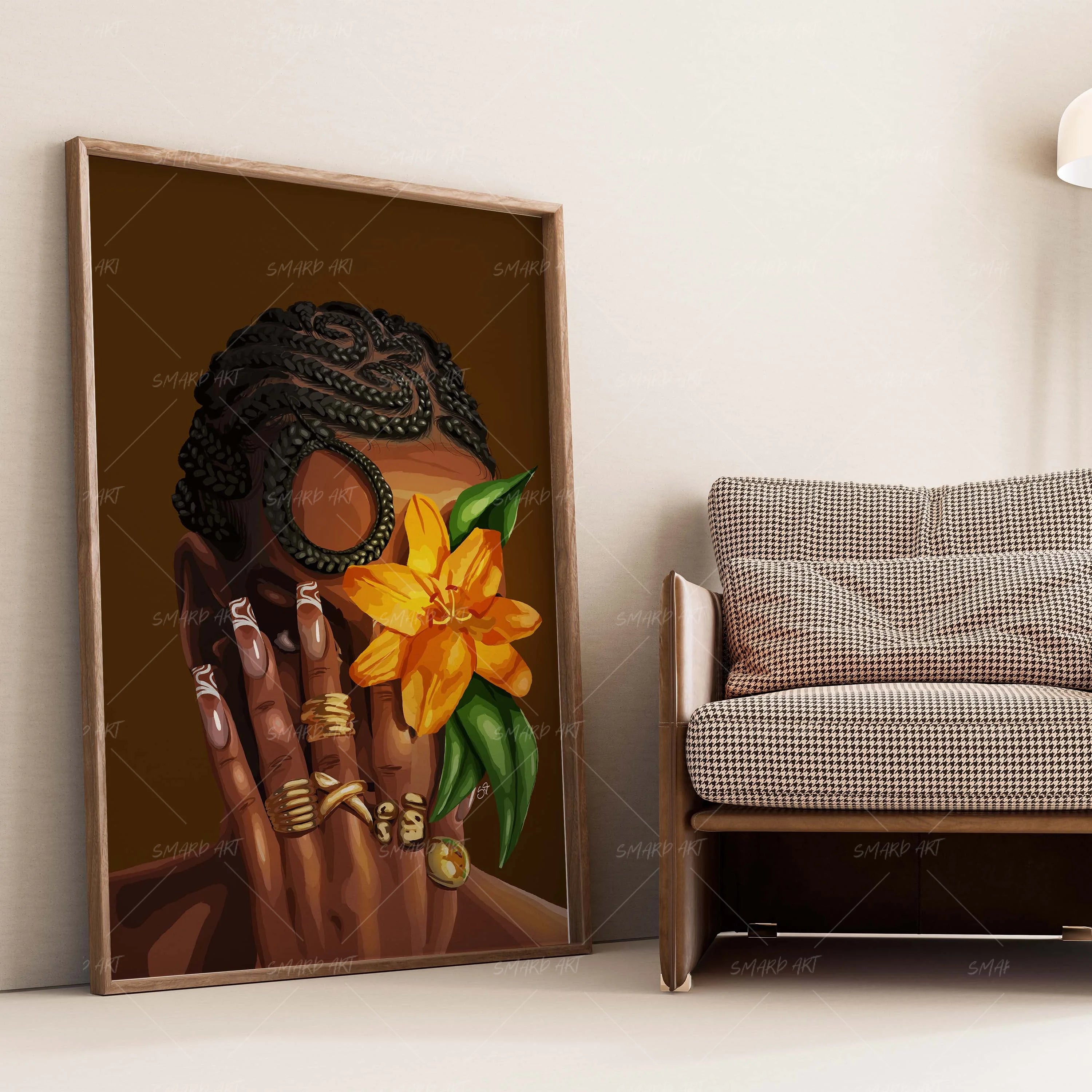No Peeking-wall art print featuring decorative artistic design suitable for living rooms, offices, and schools by SmardArt. Elevate your space with Black wall art that speaks to culture, identity, and creativity. At Smard, we celebrate artistry made with melanin, bringing powerful and inspiring designs to life.
