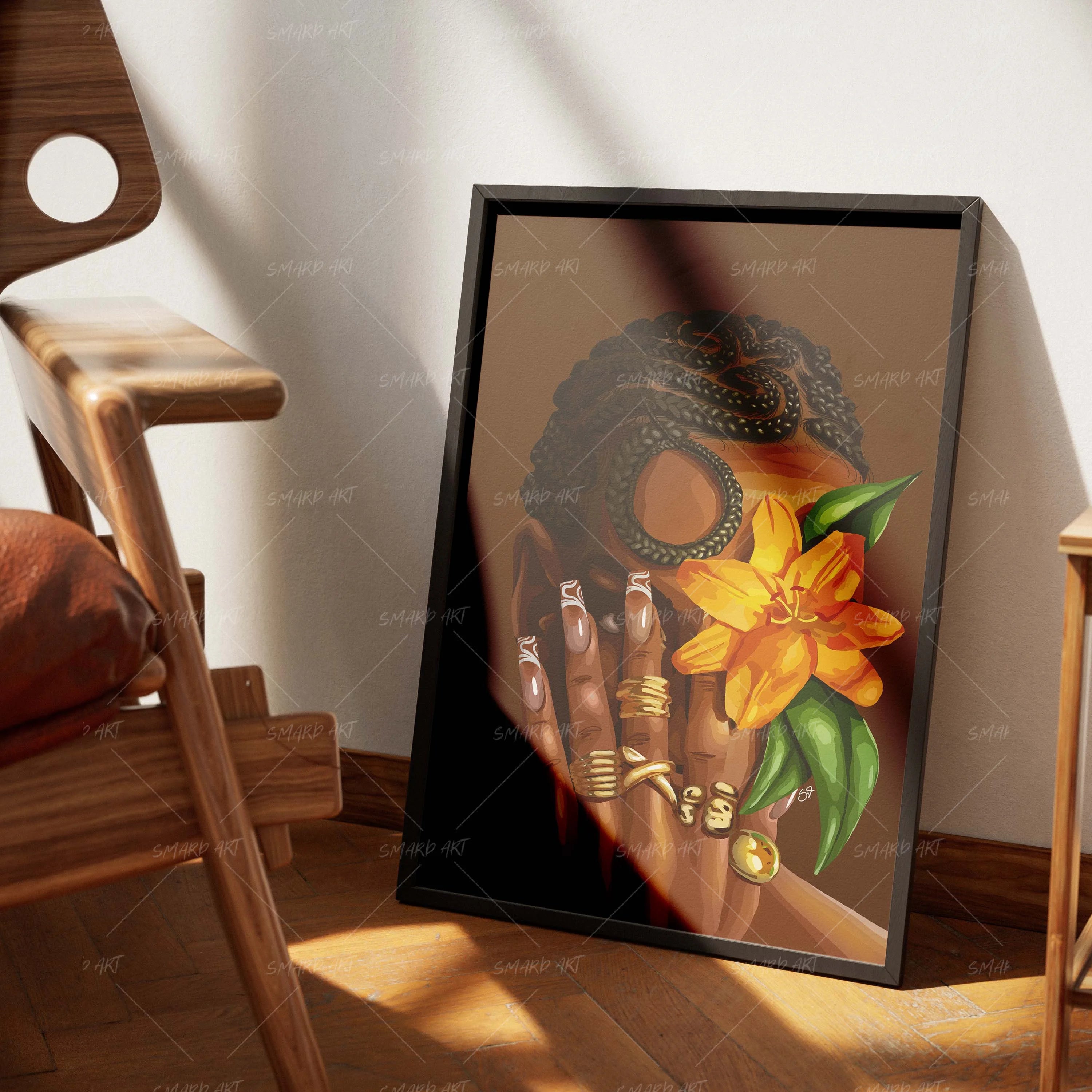 No Peeking-wall art print featuring decorative artistic design suitable for living rooms, offices, and schools by SmardArt. Elevate your space with Black wall art that speaks to culture, identity, and creativity. At Smard, we celebrate artistry made with melanin, bringing powerful and inspiring designs to life.