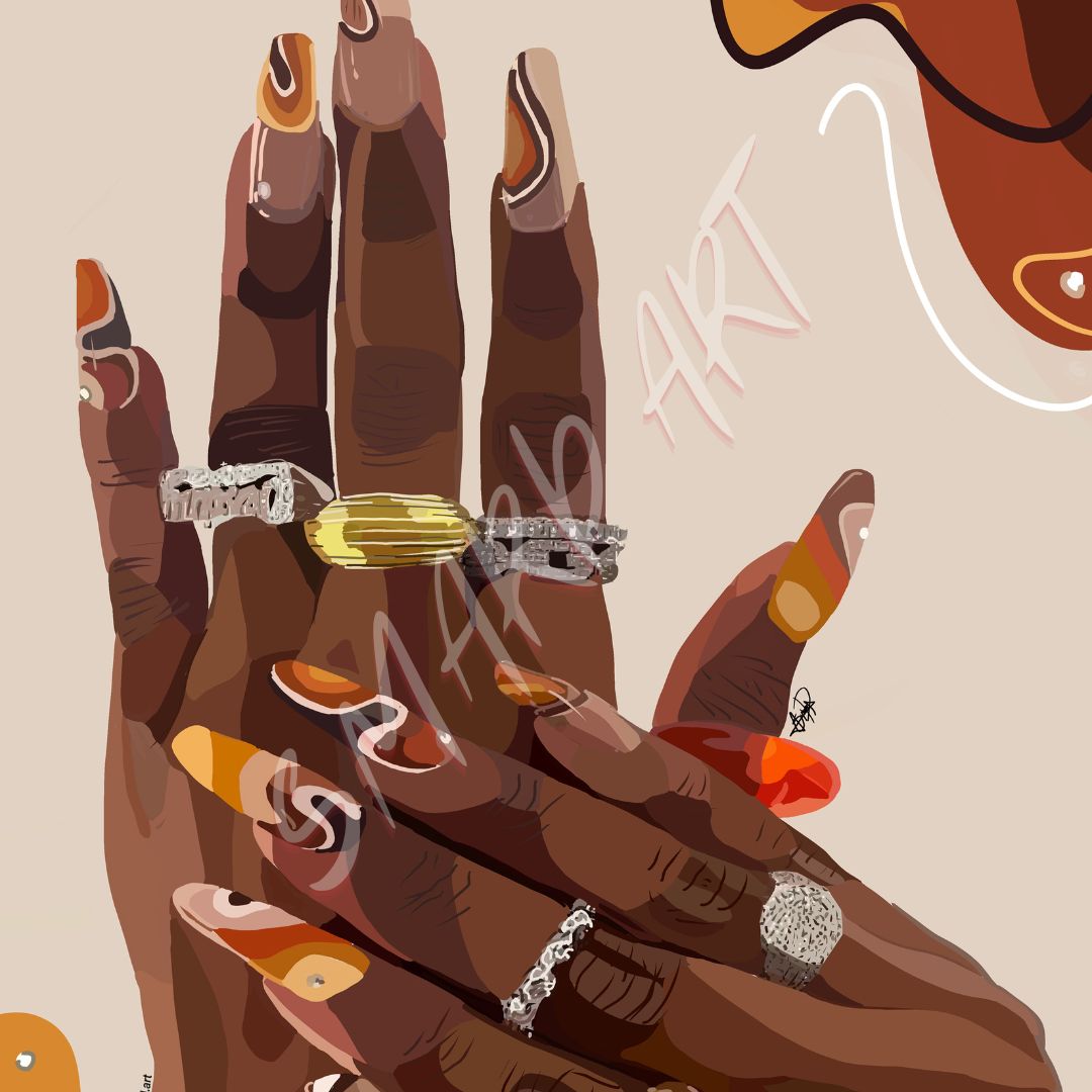 Specialty Kit : Nails Done II-wall art print featuring decorative artistic design suitable for living rooms, offices, and schools by SmardArt. Elevate your space with Black wall art that speaks to culture, identity, and creativity. At Smard, we celebrate artistry made with melanin, bringing powerful and inspiring designs to life.