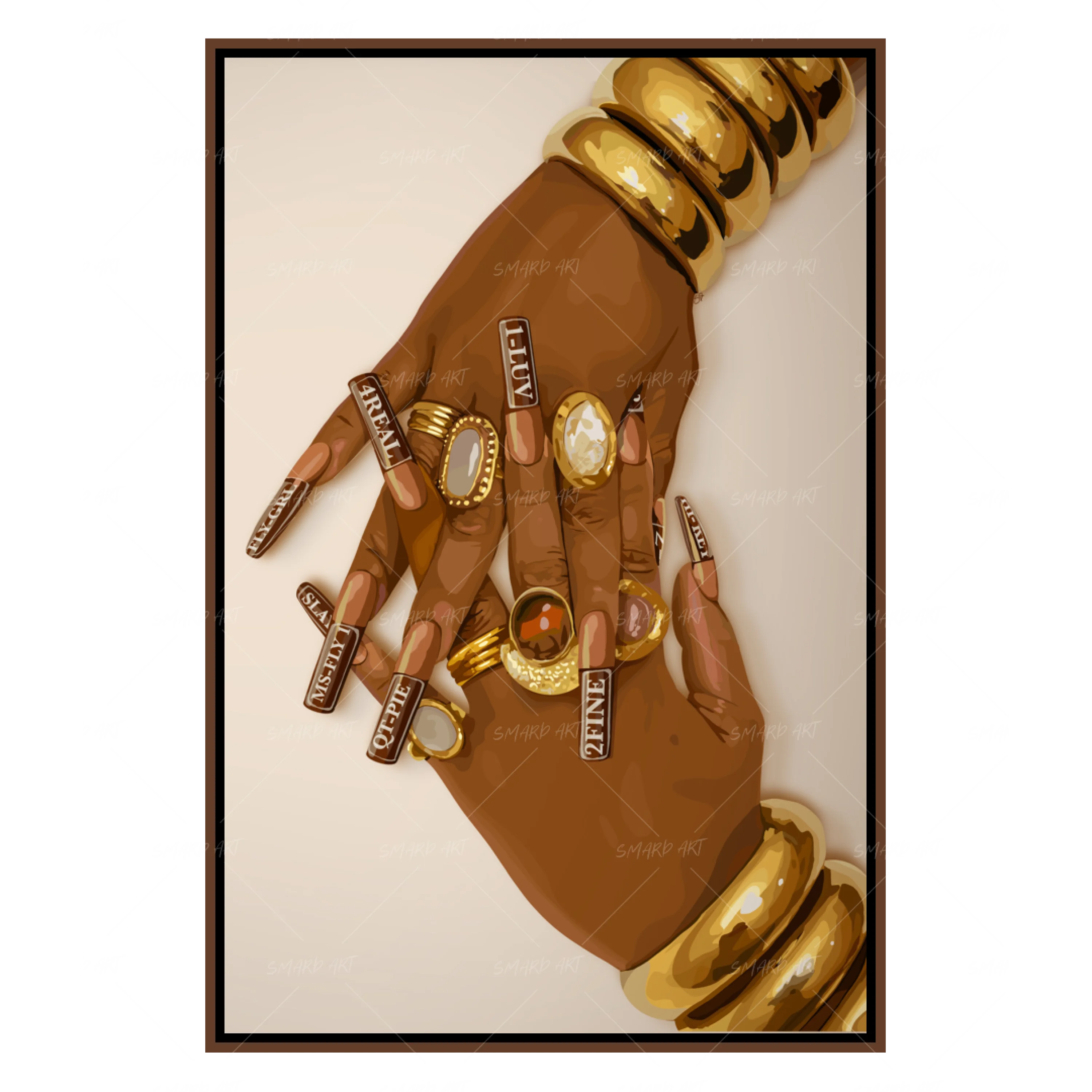 Nails For Speed-wall art print featuring decorative artistic design suitable for living rooms, offices, and schools by SmardArt. Elevate your space with Black wall art that speaks to culture, identity, and creativity. At Smard, we celebrate artistry made with melanin, bringing powerful and inspiring designs to life.
