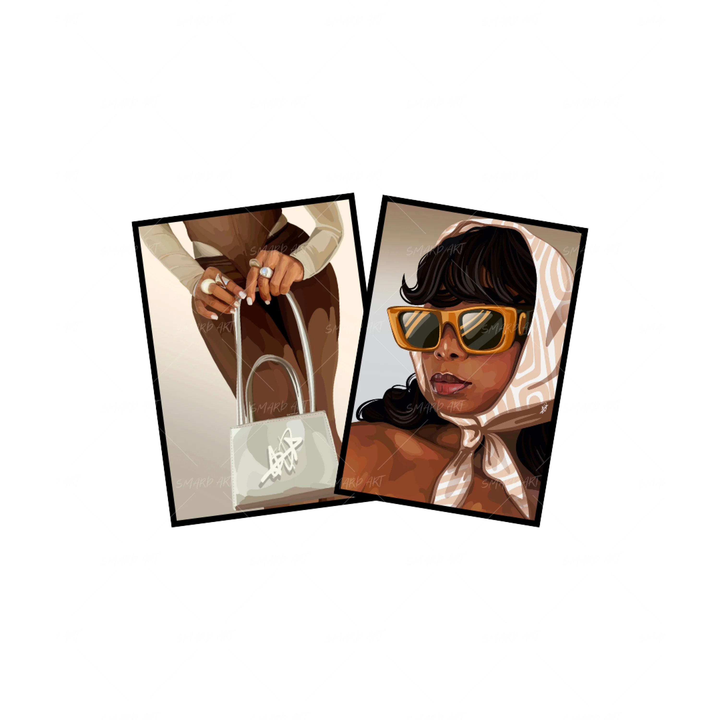 Art Print Bundle : Nude II + Rich Aunty-wall art print featuring decorative artistic design suitable for living rooms, offices, and schools by SmardArt. Elevate your space with Black wall art that speaks to culture, identity, and creativity. At Smard, we celebrate artistry made with melanin, bringing powerful and inspiring designs to life.
