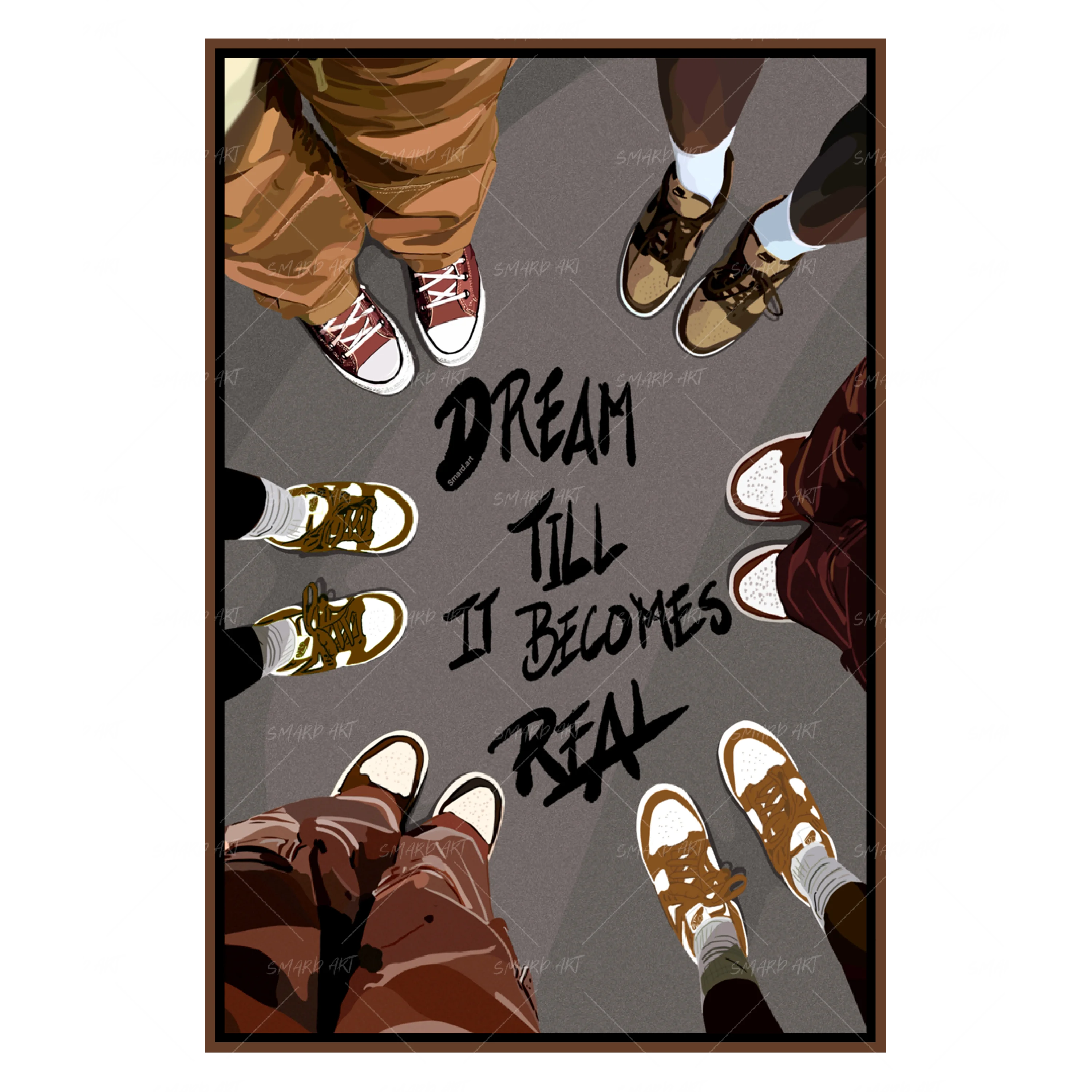 Brown II - Dream Till It Becomes Real-wall art print featuring decorative artistic design suitable for living rooms, offices, and schools by SmardArt. Elevate your space with Black wall art that speaks to culture, identity, and creativity. At Smard, we celebrate artistry made with melanin, bringing powerful and inspiring designs to life.