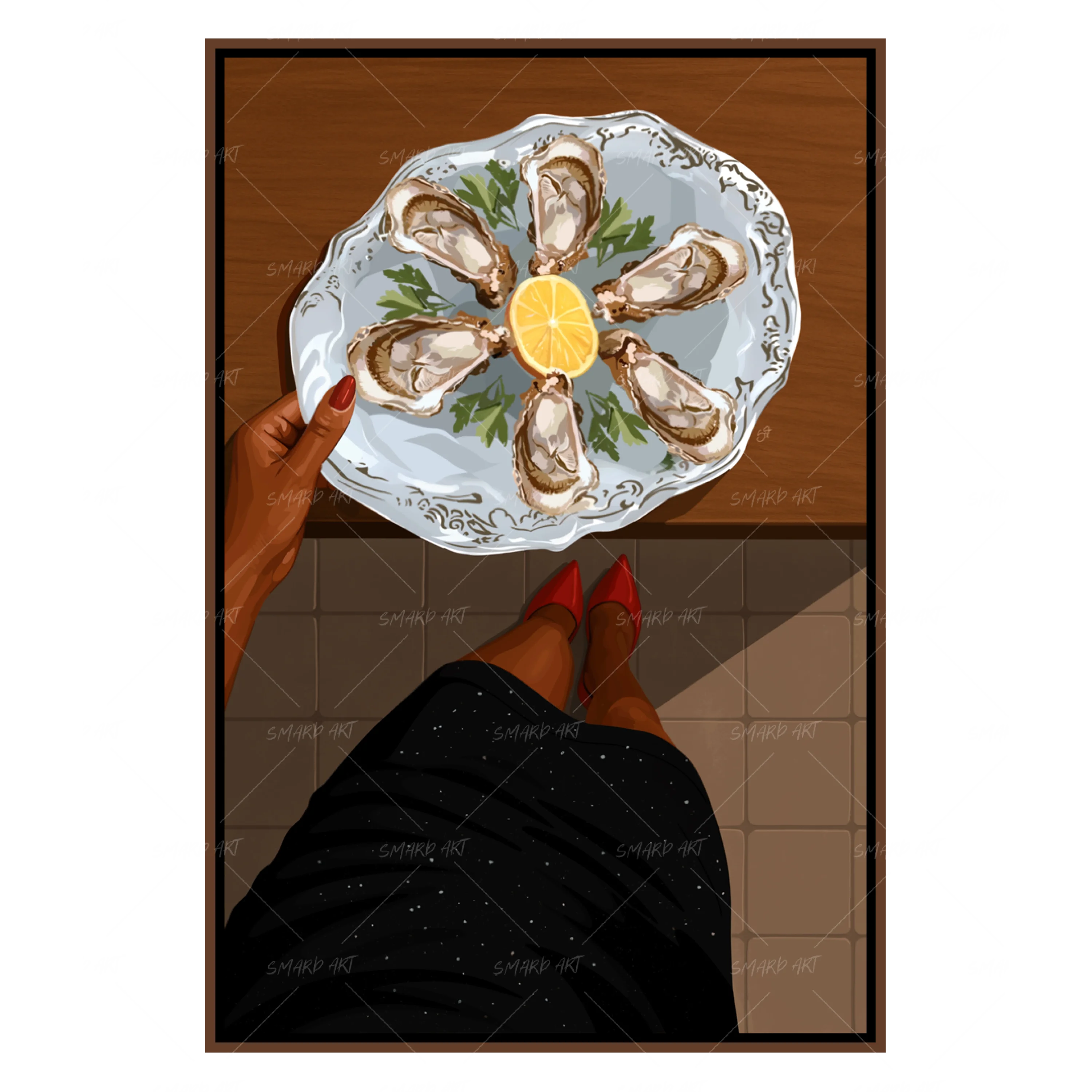 Oyster Plate-wall art print featuring decorative artistic design suitable for living rooms, offices, and schools by SmardArt. Elevate your space with Black wall art that speaks to culture, identity, and creativity. At Smard, we celebrate artistry made with melanin, bringing powerful and inspiring designs to life.