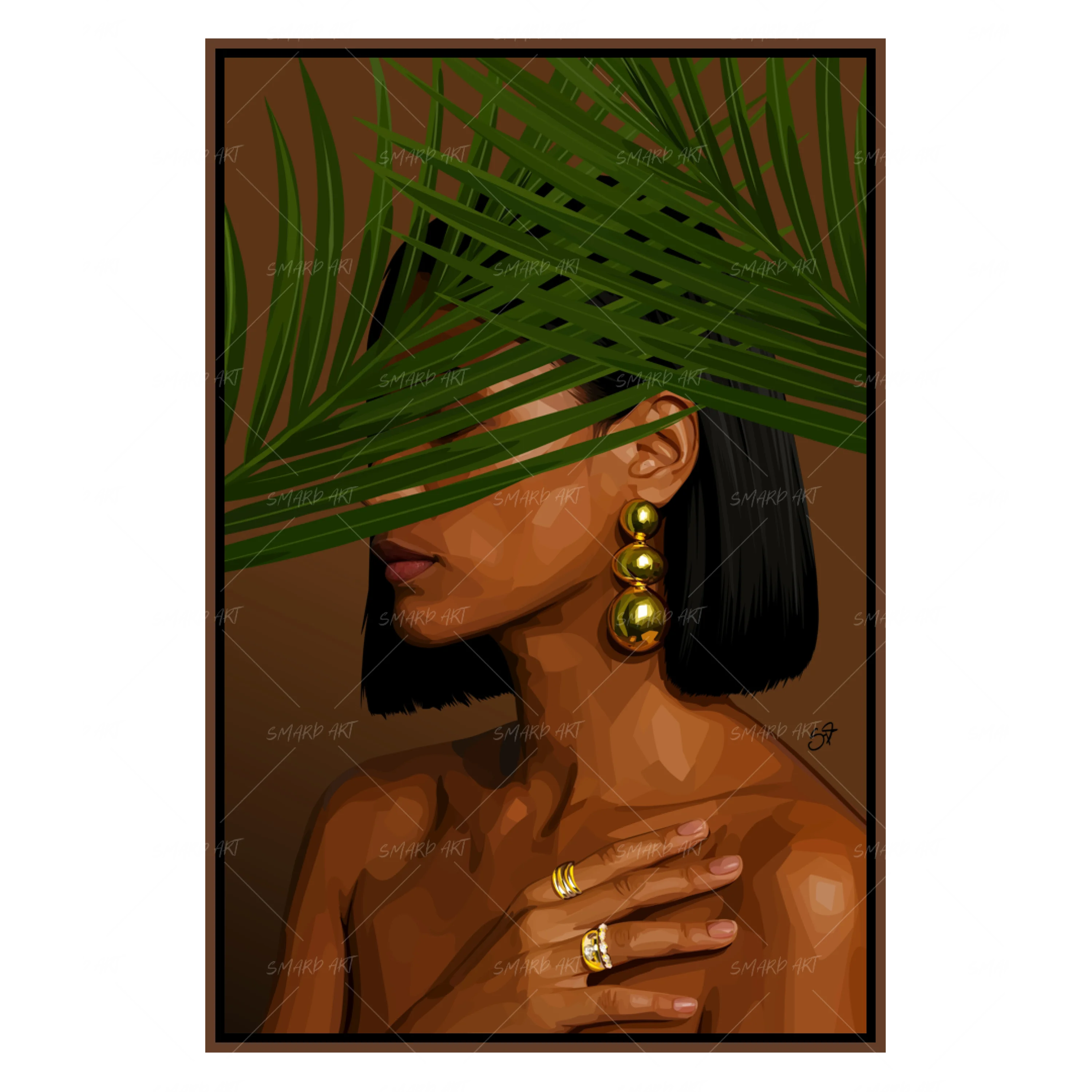Palm Veil-wall art print featuring decorative artistic design suitable for living rooms, offices, and schools by SmardArt. Elevate your space with Black wall art that speaks to culture, identity, and creativity. At Smard, we celebrate artistry made with melanin, bringing powerful and inspiring designs to life.