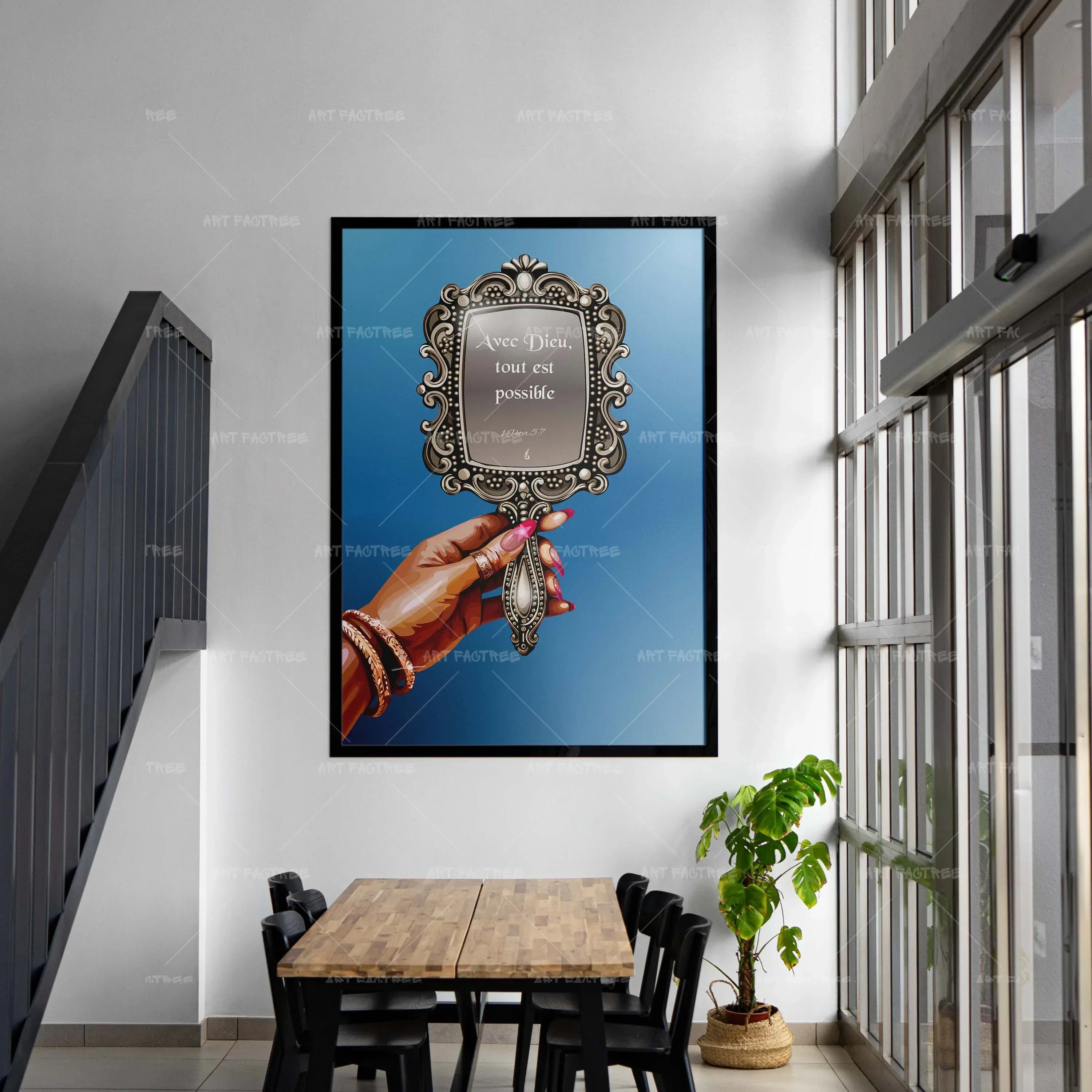 Par Sa Grâce-wall art print featuring decorative artistic design suitable for living rooms, offices, and schools by SmardArt. Elevate your space with Black wall art that speaks to culture, identity, and creativity. At Smard, we celebrate artistry made with melanin, bringing powerful and inspiring designs to life.