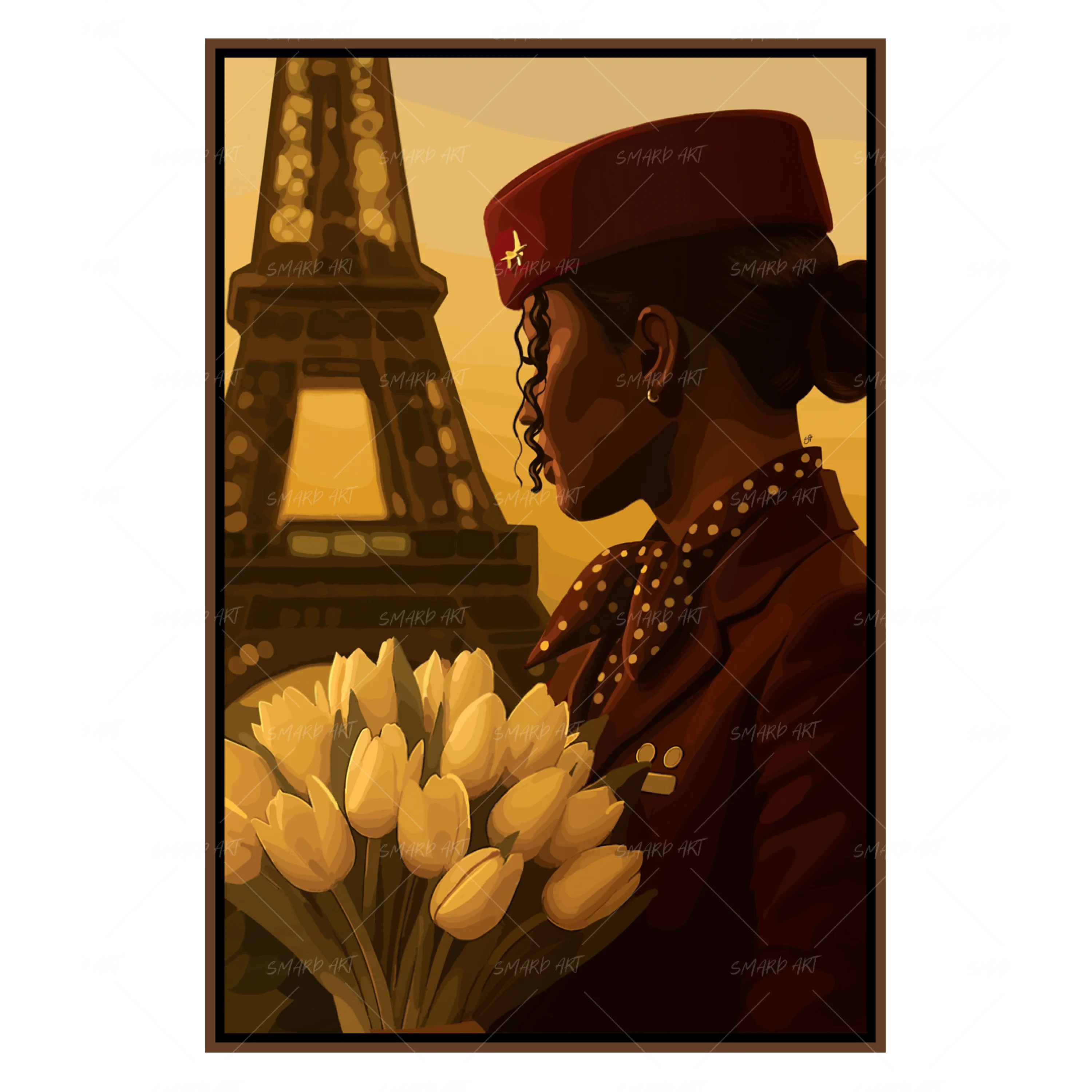 Paris Stop-wall art print featuring decorative artistic design suitable for living rooms, offices, and schools by SmardArt. Elevate your space with Black wall art that speaks to culture, identity, and creativity. At Smard, we celebrate artistry made with melanin, bringing powerful and inspiring designs to life.