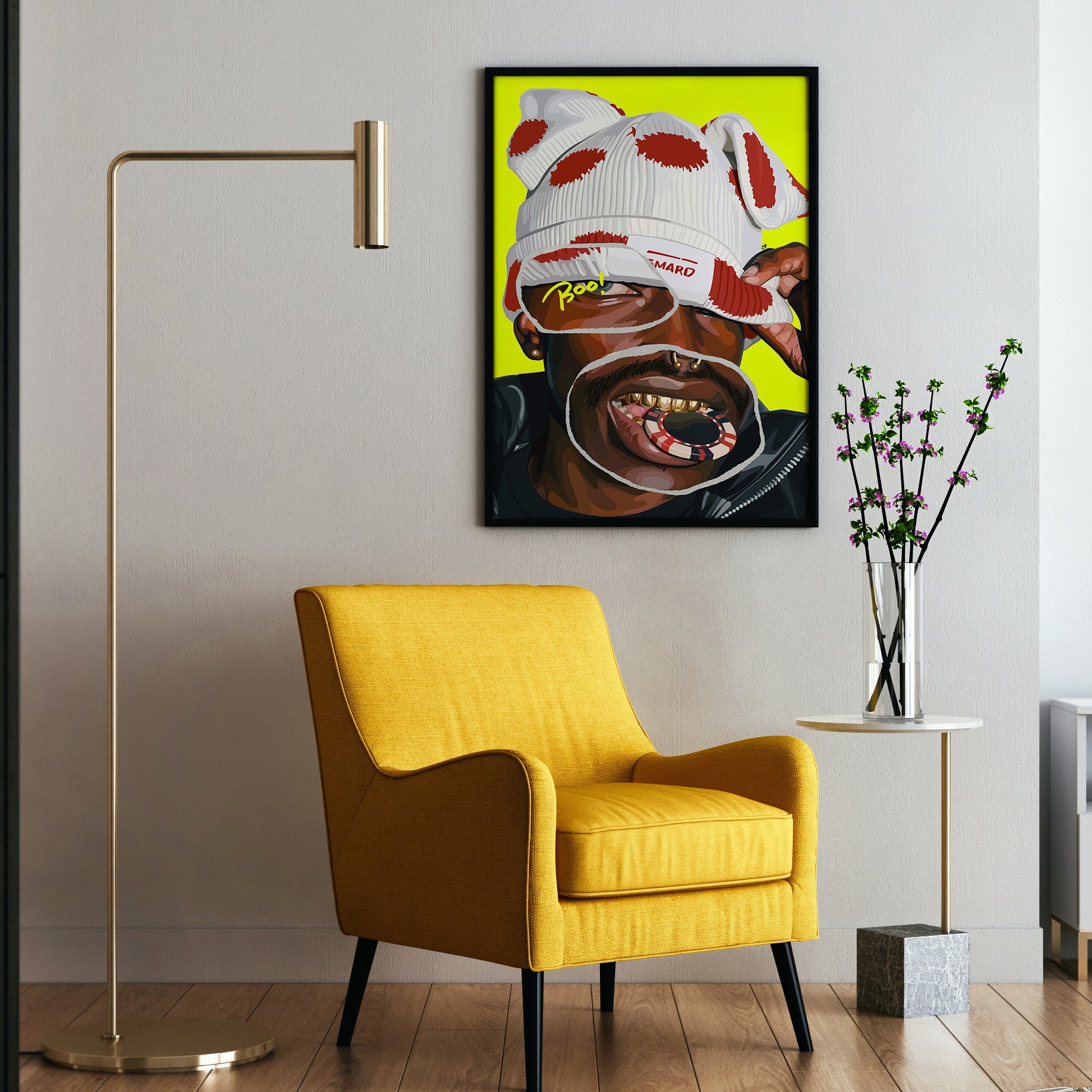 Peekaboo Grillz-wall art print featuring decorative artistic design suitable for living rooms, offices, and schools by SmardArt. Elevate your space with Black wall art that speaks to culture, identity, and creativity. At Smard, we celebrate artistry made with melanin, bringing powerful and inspiring designs to life.