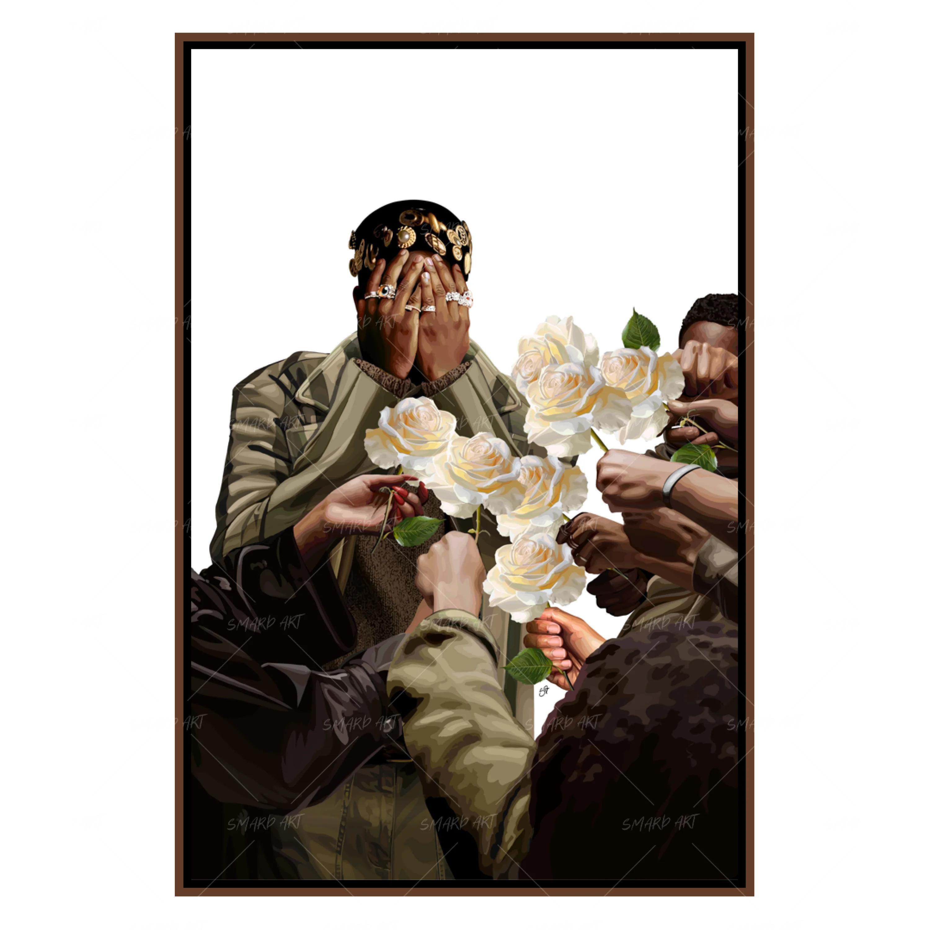 Petaled Praise-wall art print featuring decorative artistic design suitable for living rooms, offices, and schools by SmardArt. Elevate your space with Black wall art that speaks to culture, identity, and creativity. At Smard, we celebrate artistry made with melanin, bringing powerful and inspiring designs to life.