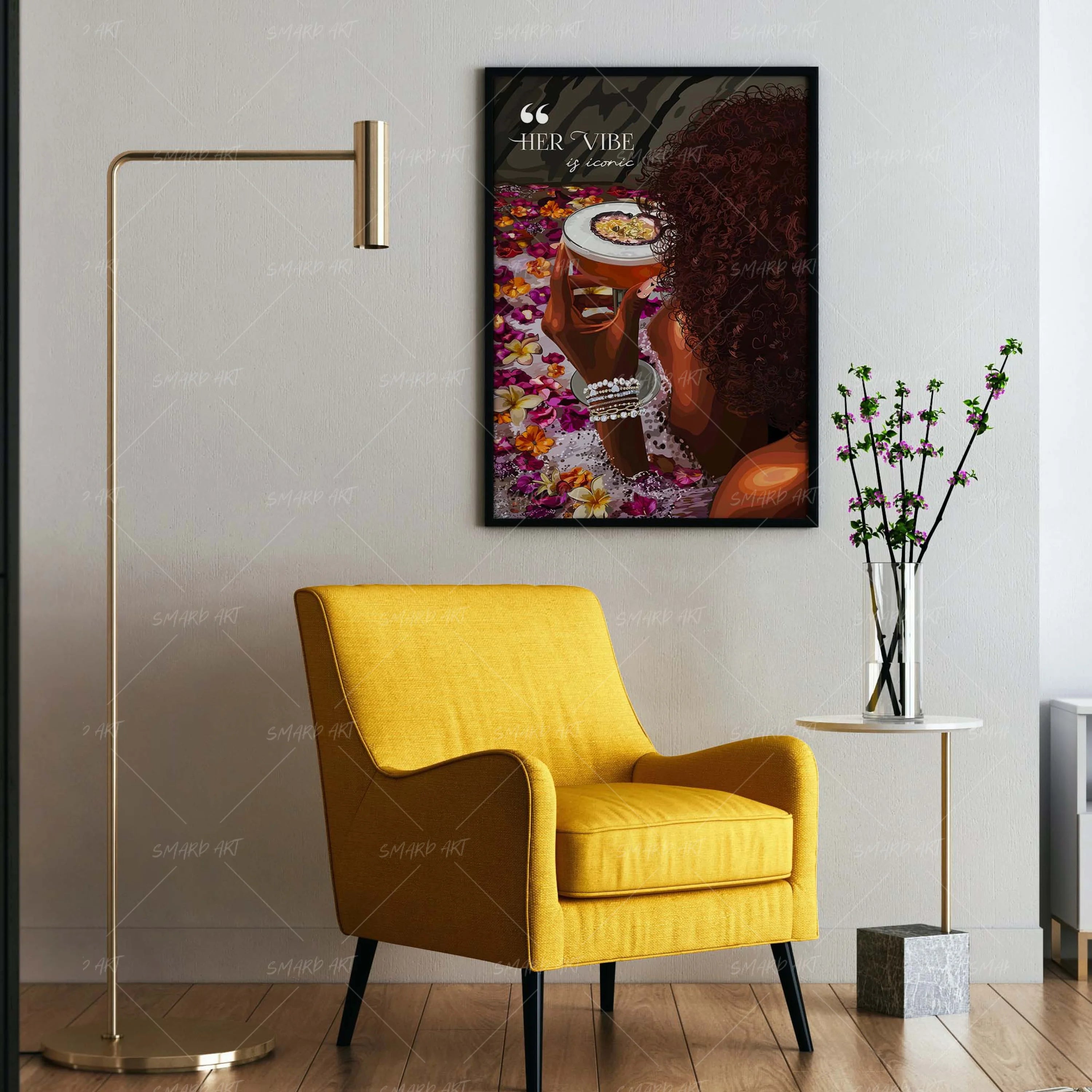 Petal Bath-wall art print featuring decorative artistic design suitable for living rooms, offices, and schools by SmardArt. Elevate your space with Black wall art that speaks to culture, identity, and creativity. At Smard, we celebrate artistry made with melanin, bringing powerful and inspiring designs to life.