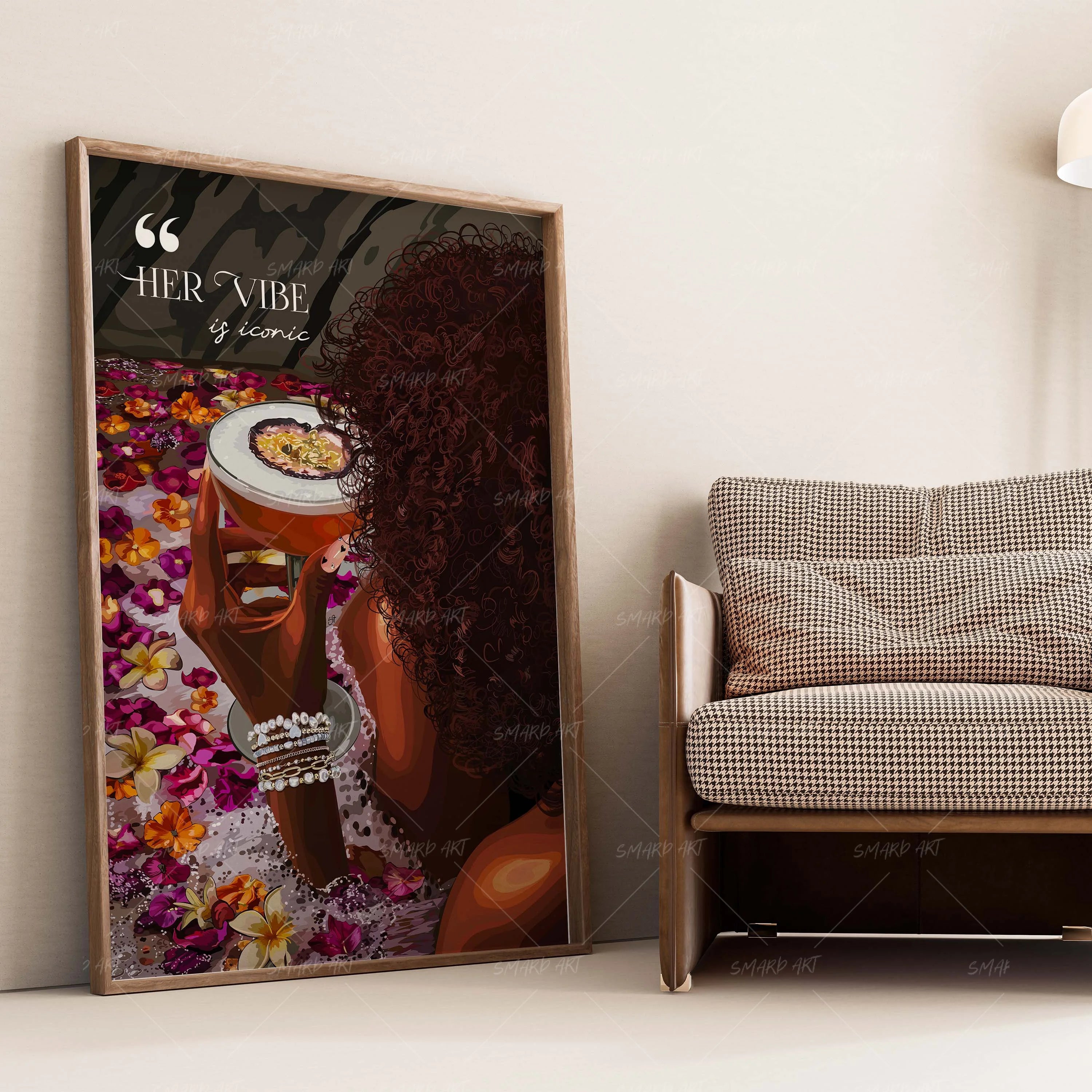 Petal Bath-wall art print featuring decorative artistic design suitable for living rooms, offices, and schools by SmardArt. Elevate your space with Black wall art that speaks to culture, identity, and creativity. At Smard, we celebrate artistry made with melanin, bringing powerful and inspiring designs to life.