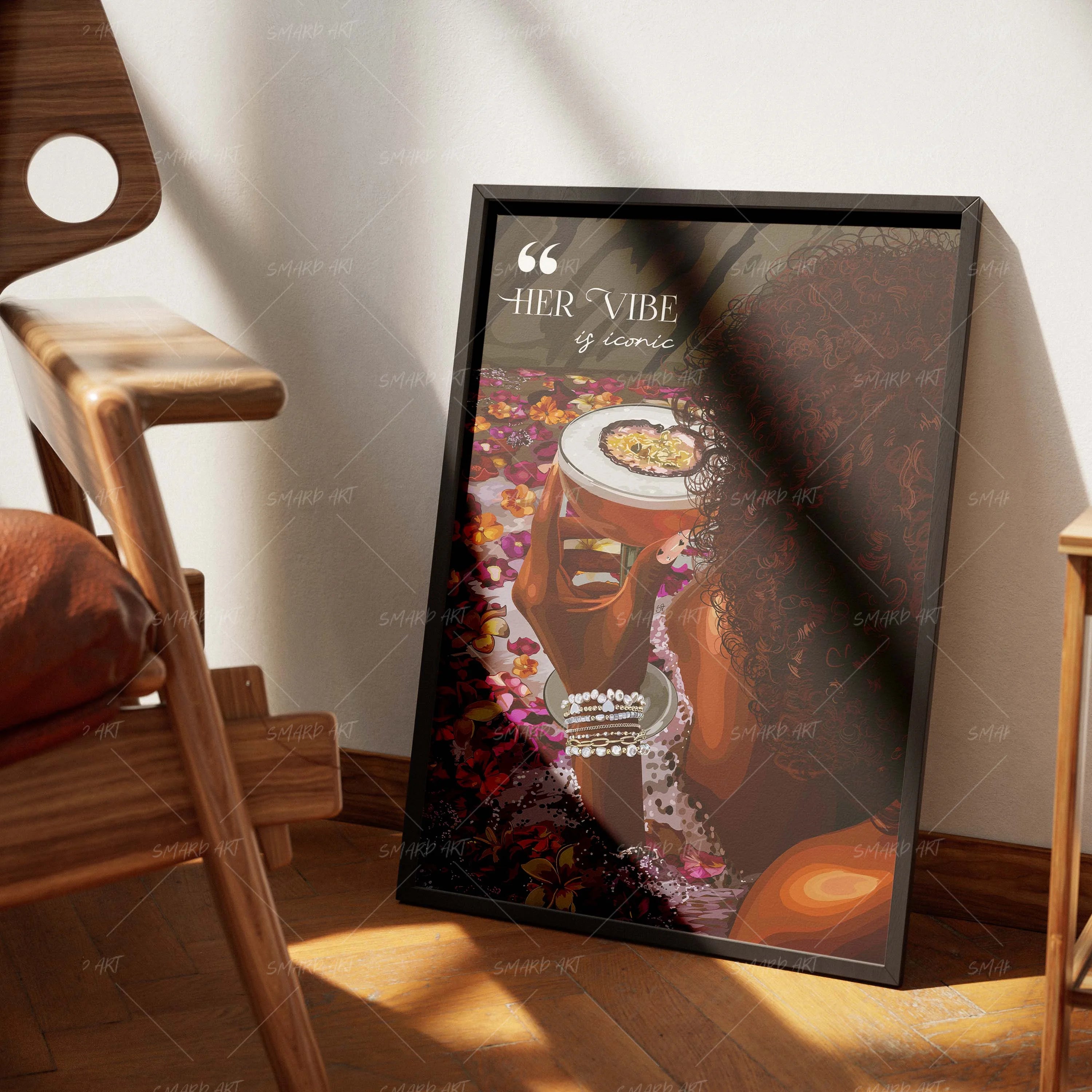 Petal Bath-wall art print featuring decorative artistic design suitable for living rooms, offices, and schools by SmardArt. Elevate your space with Black wall art that speaks to culture, identity, and creativity. At Smard, we celebrate artistry made with melanin, bringing powerful and inspiring designs to life.